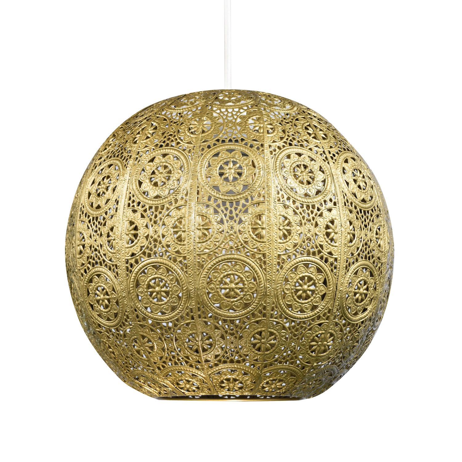 30cm Spherical Moroccan Pendant Lamp Shade in Satin Gold Metal - Vintage Design Image 4