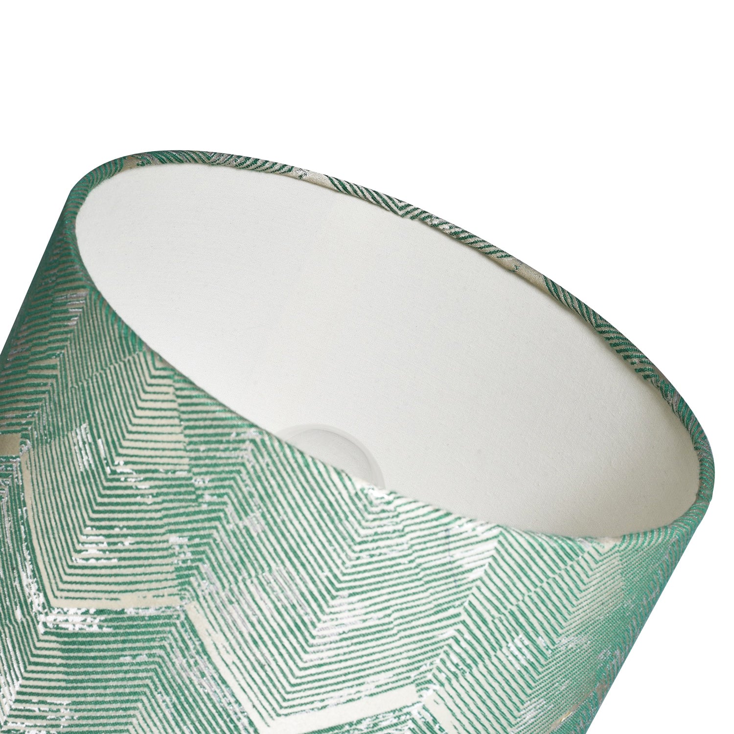 Contemporary Emerald Green Drum Lamp Shade with Gold and Silver Metallic Decor Image 3