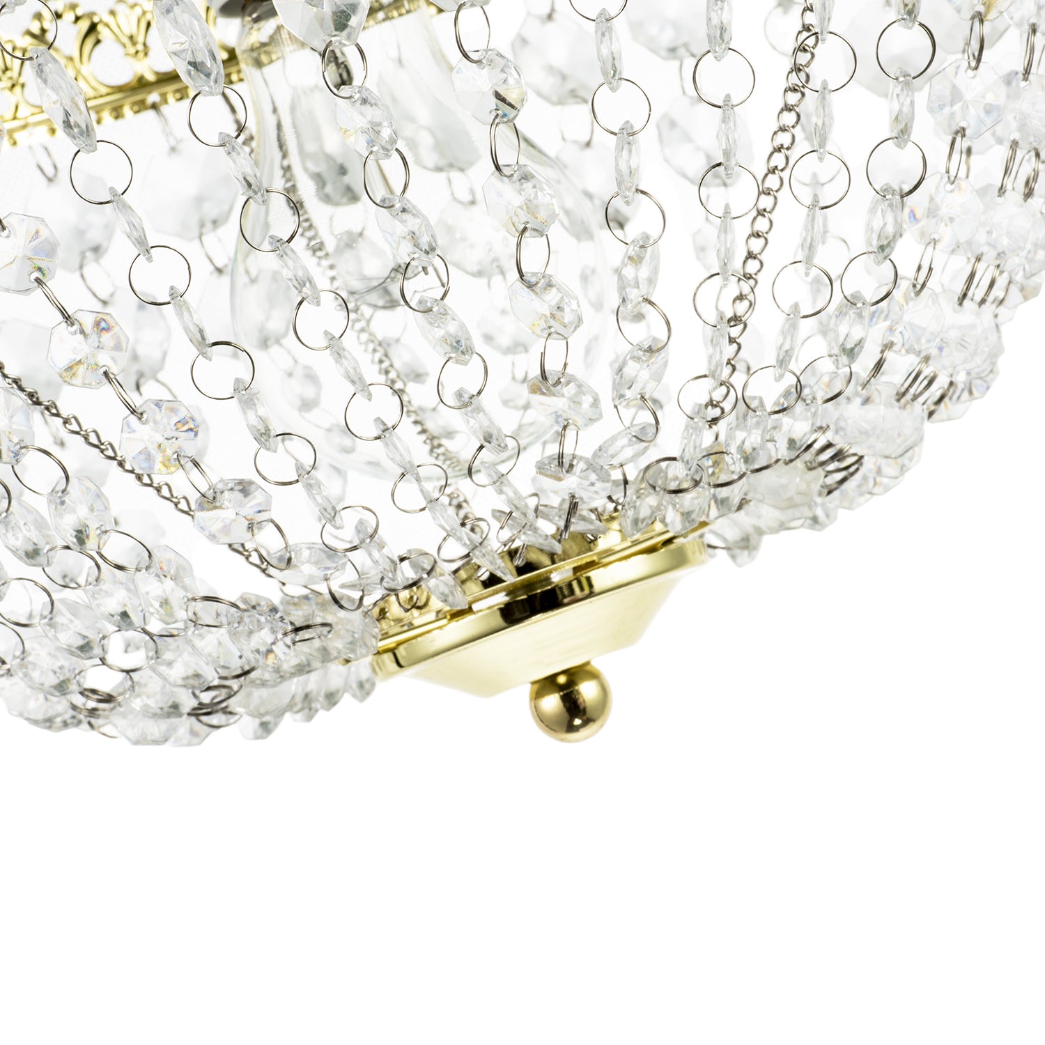 Circular Crown Pendant Shade in Polished Gold with Clear Acrylic Beads Image 3