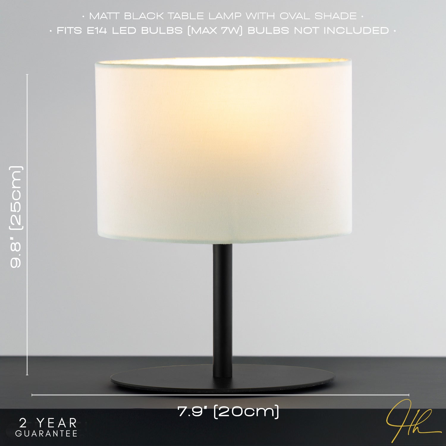 Modern Designer Oval Table Lamp in Matte Black with Off-White Fabric Shade Image 6