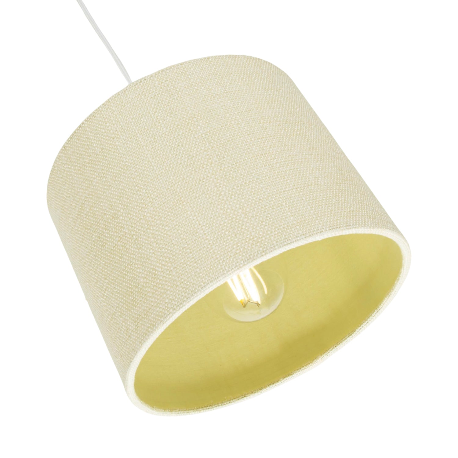 Modern Cream Linen Fabric Small 8" Drum Lamp Shade with Matching Cotton Lining Image 3