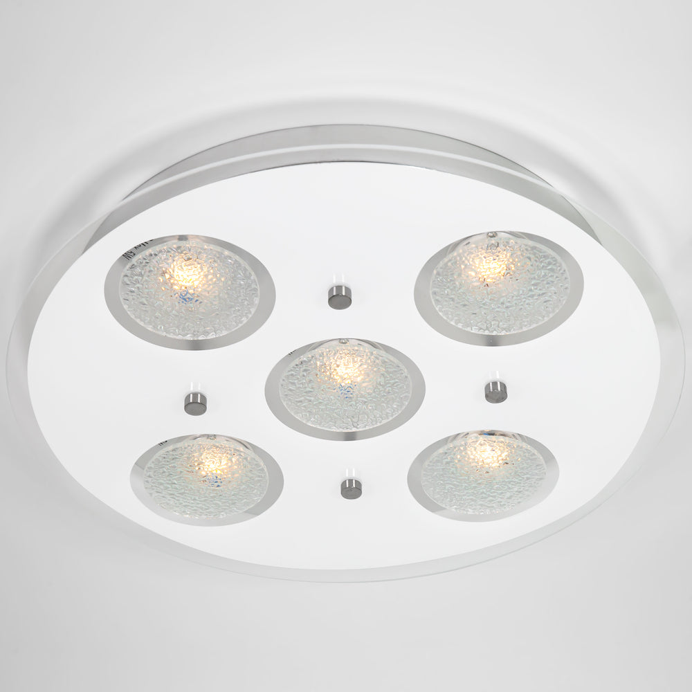 Contemporary Circular LED Bathroom Flush Ceiling Light with Clear/Frosted Glass Image 6