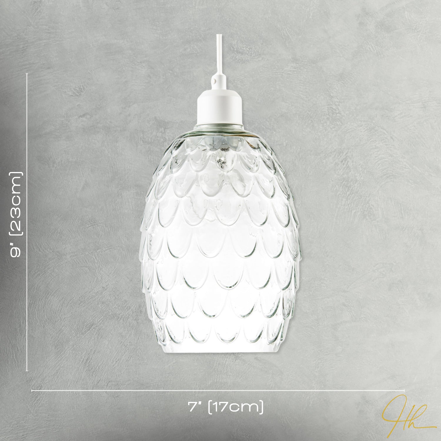Modern Clear Embossed Glass Pendant Light shade with Scalloped Pattern Image 7