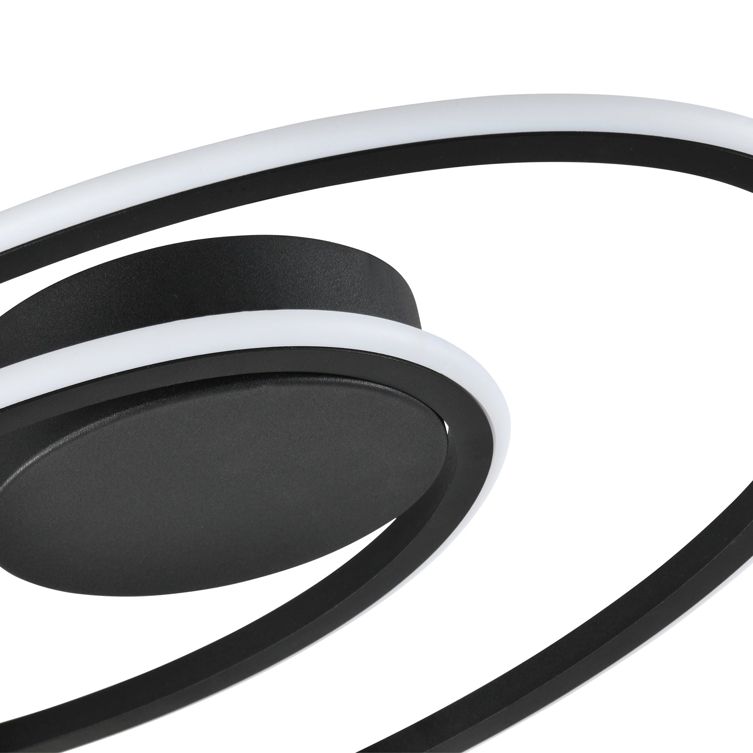 Modern Double Swirl Strip LED Flush Ceiling Light Fitting in Sleek Matte Black Image 4