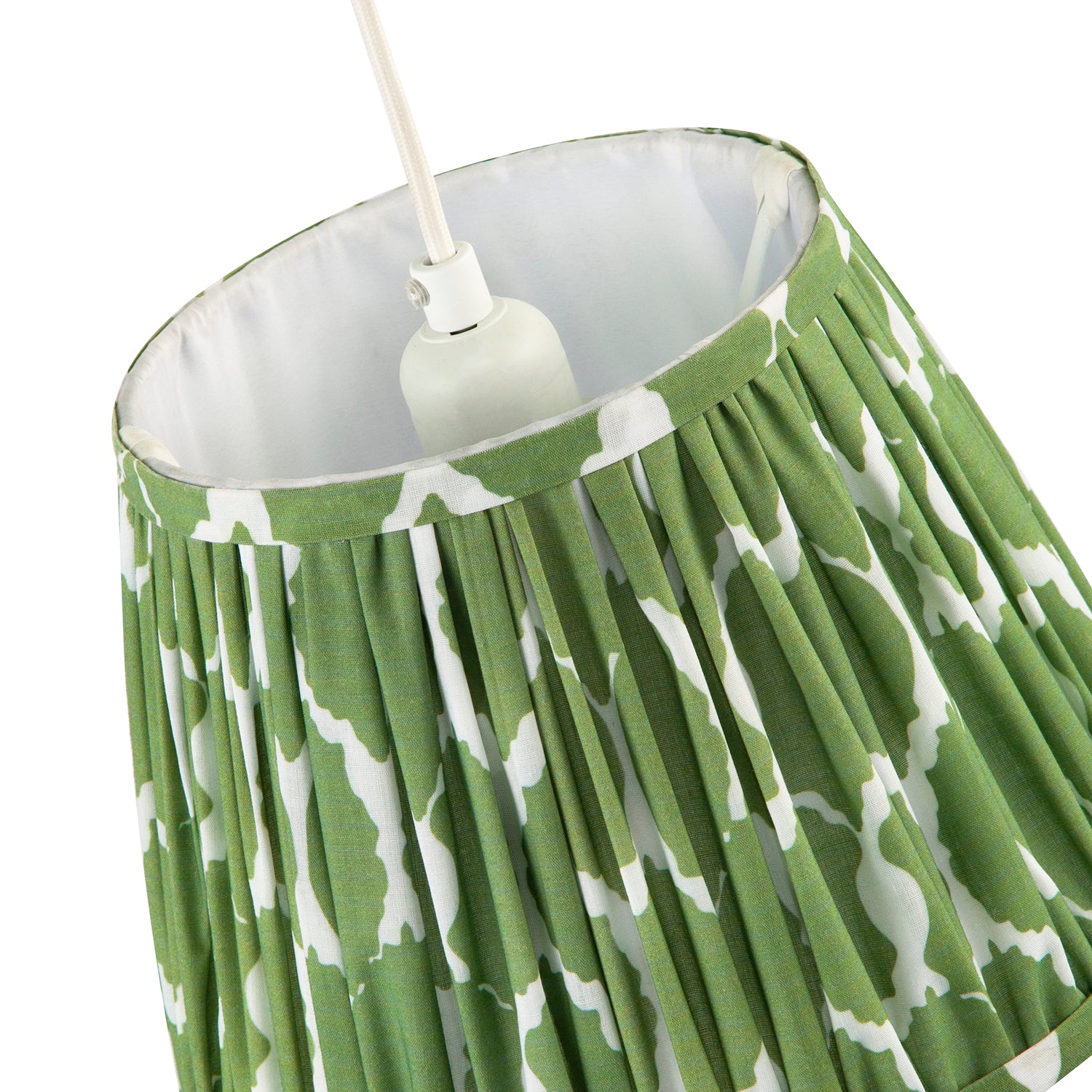 Modern Olive Green Pleated Cotton Fabric Lamp Shade with Wavy Design Image 4
