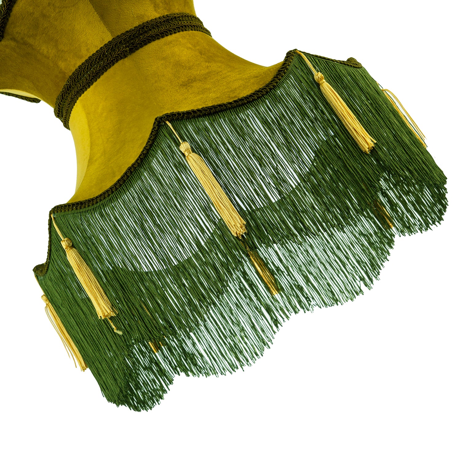 Large Olive and Forest Green Victorian Lamp Shade with Scallop Edges Image 4