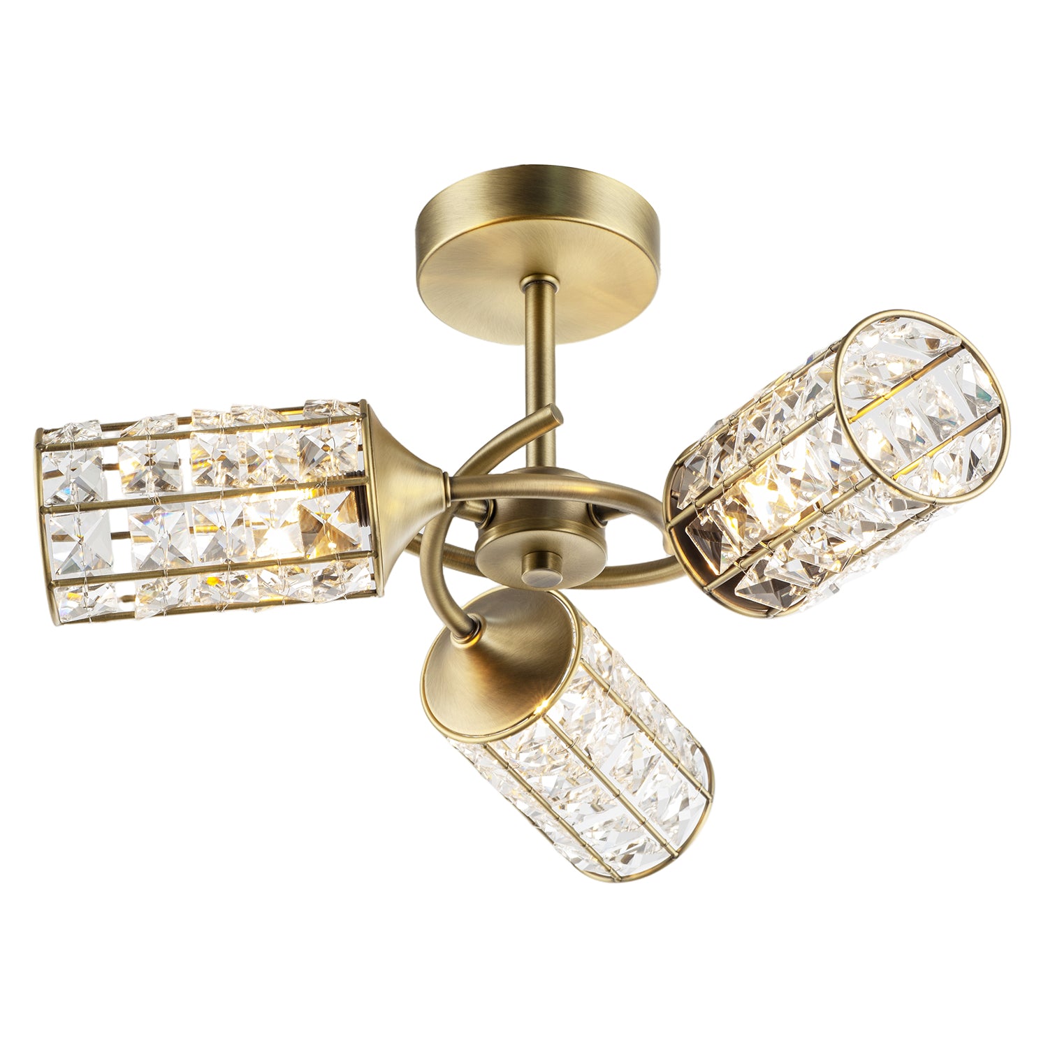 Antique Brass Ceiling Light with Cylindrical Acrylic Beaded Shades Image 4