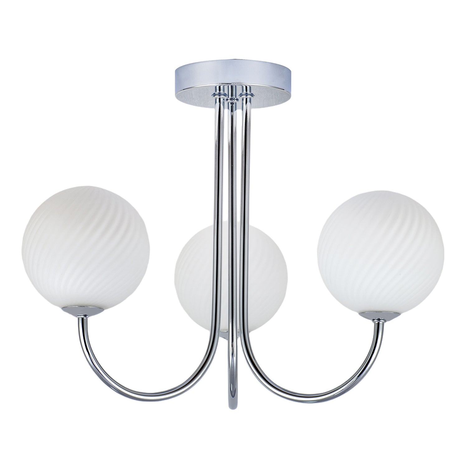 Modern Polished Chrome Plated Ceiling Light Fitting with Swirl Glass Image 1