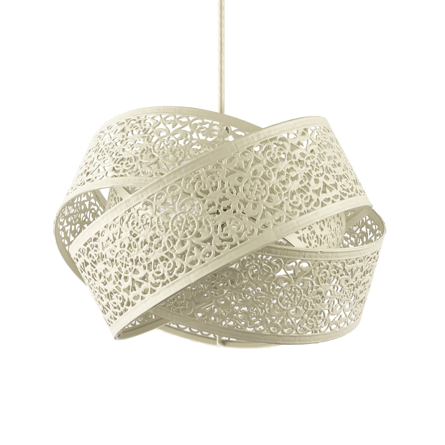 Traditional Moroccan Triple Ring Design Pendant Lighting Shade in White Gloss Image 1