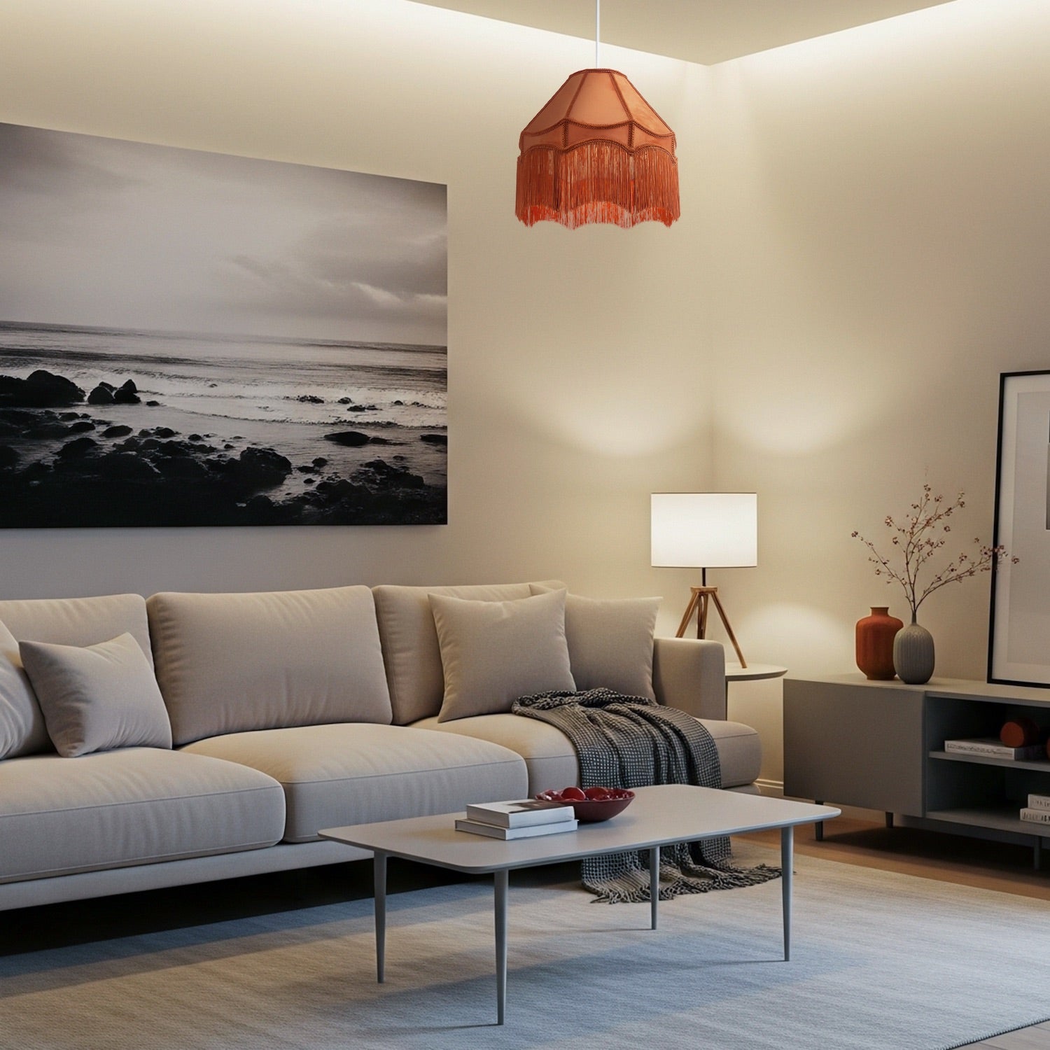 Traditional Victorian Empire 40cm Lamp Shade in Ochre with Tassels Image 6