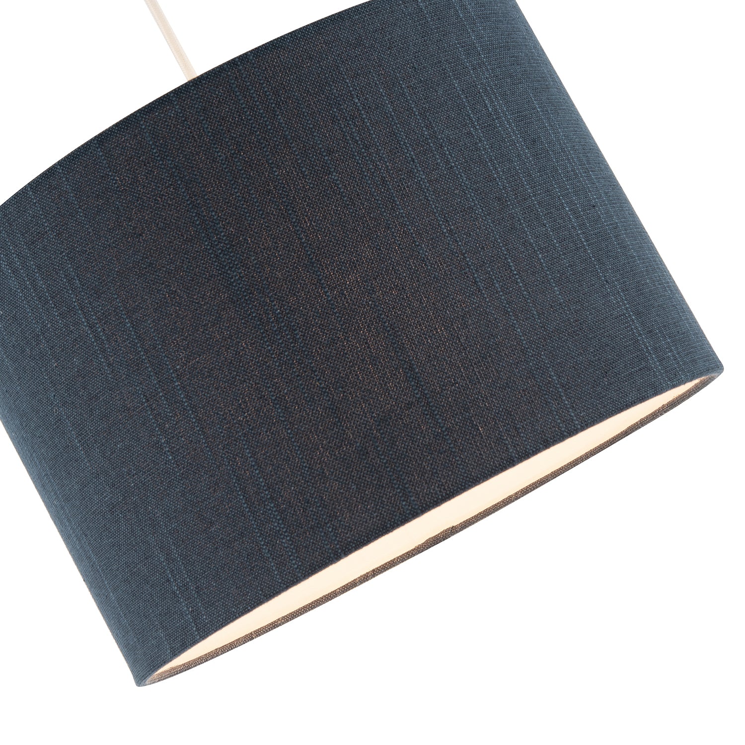 Dark Navy Blue Textured Linen Fabric Lamp Shade with Cotton Lining Image 3