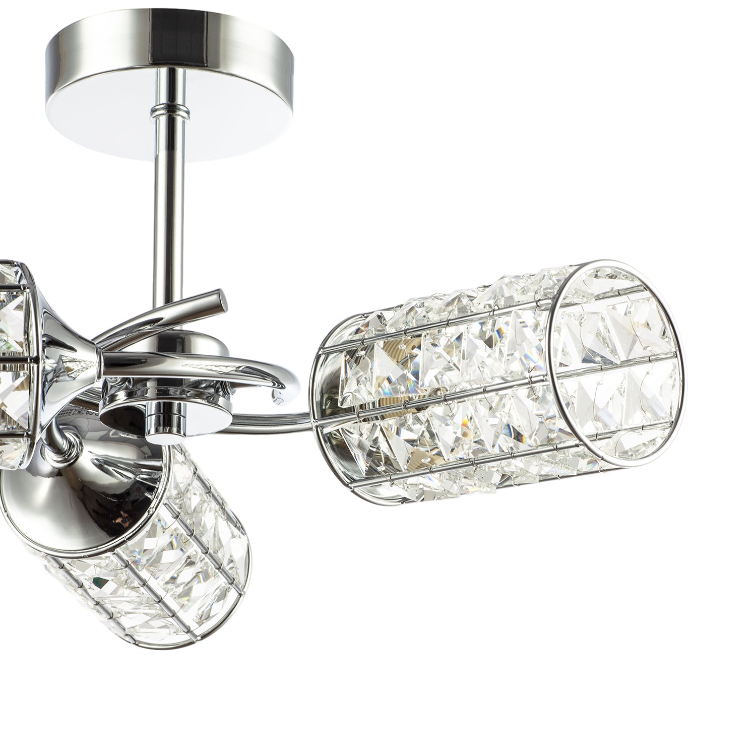 Modern Chrome Ceiling Light with Cylindrical Acrylic Beaded Shades Image 8