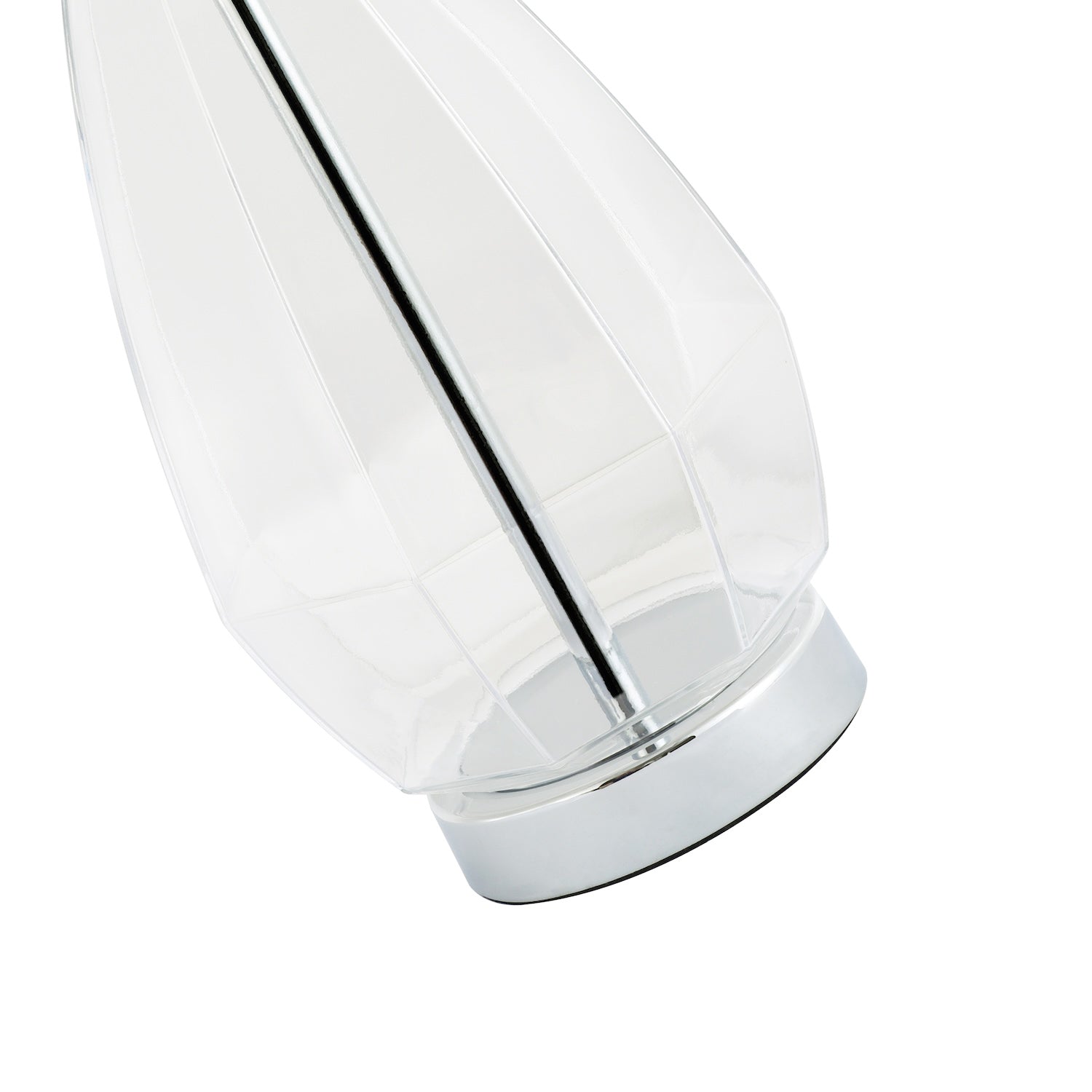 Transparent Glass and Polished Chrome Table Lamp Base with Inline Cable Switch Image 3