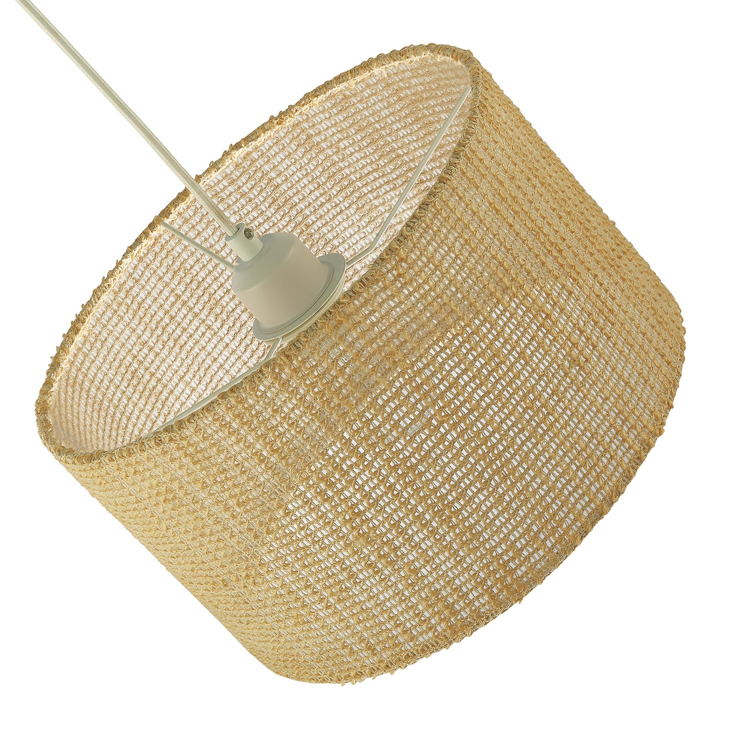 Unique Natural Brown Linen String Lamp Shade with Inner Clear PVC Image 3