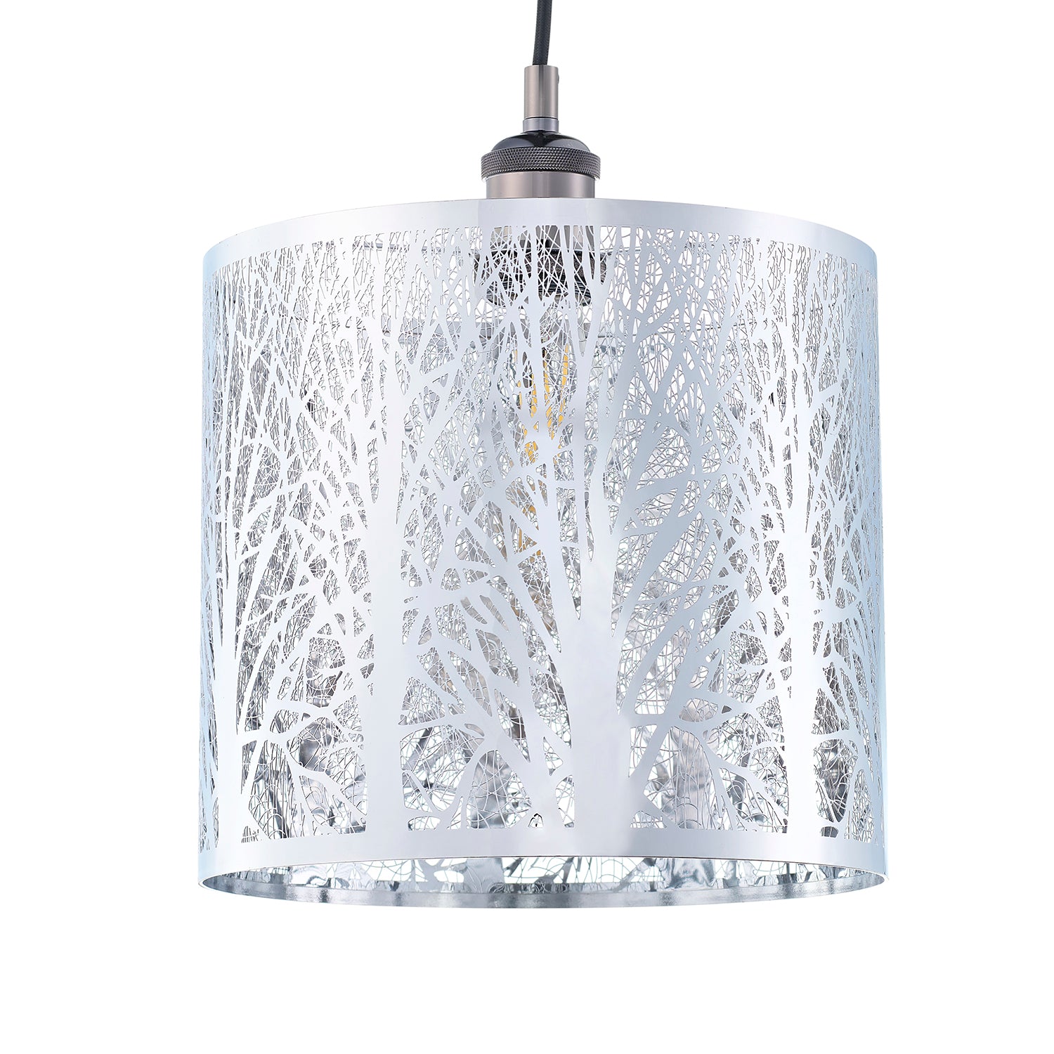 Unique and Beautiful Polished Chrome Metal Forest Design Ceiling Pendant Shade Image 1