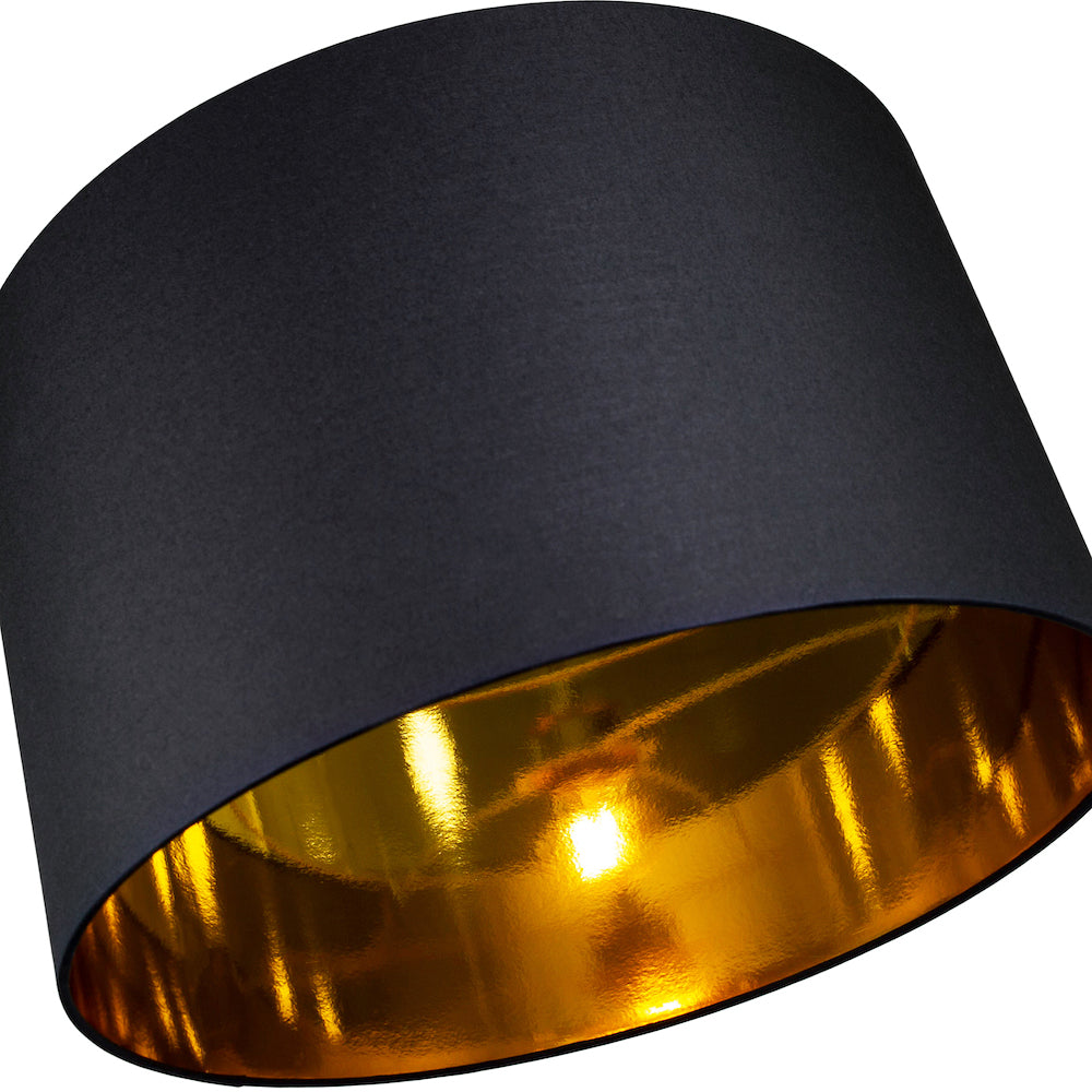 Contemporary Black Cotton 20" Floor/Pendant Lamp Shade with Shiny Gold Inner Image 5