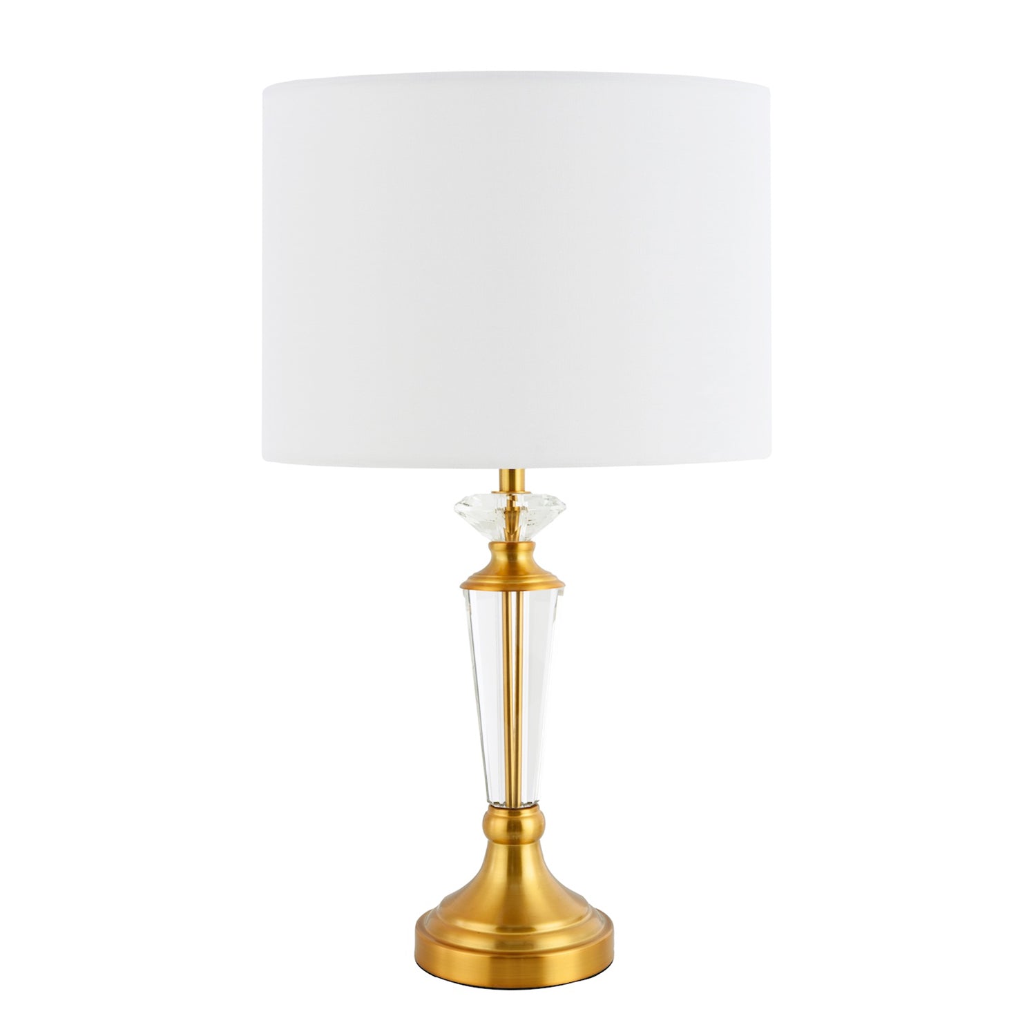 Modern Brushed Gold and Clear Crystal Glass Table Lamp Base with Inline Switch Image 5