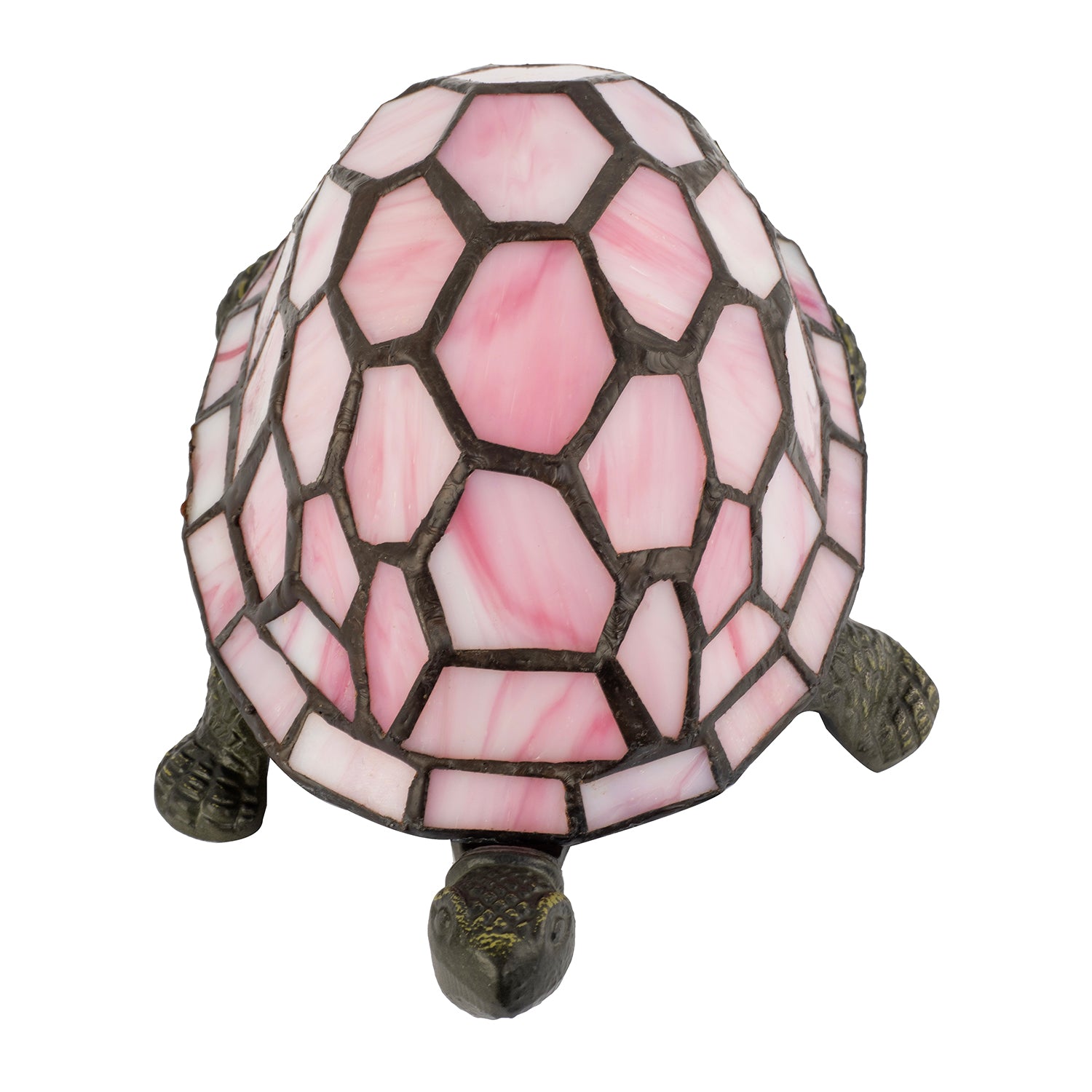 Classic and Quirky Soft Pink Stained Glass Tiffany Tortoise Table Lamp Image 5