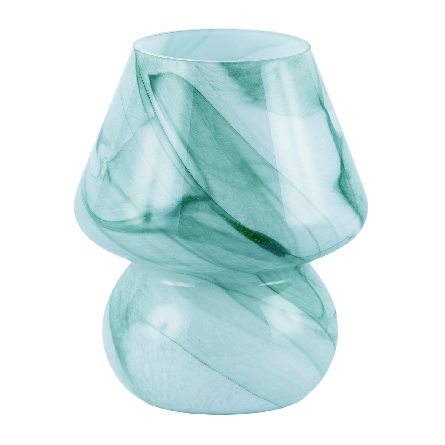 Modern Mini Mushroom Glass Table Lamp with Blue Teal Effect Pattern Image 2