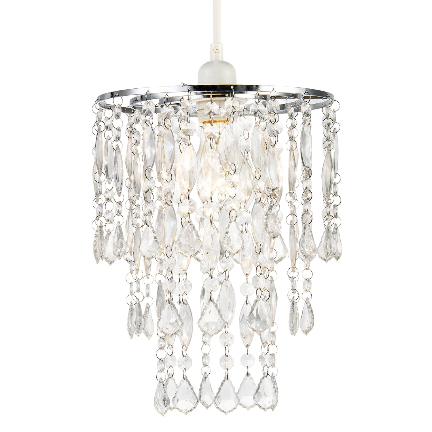 Chandelier Style Pendant Light Shade with Tiers of Clear Acrylic Drops Image 2