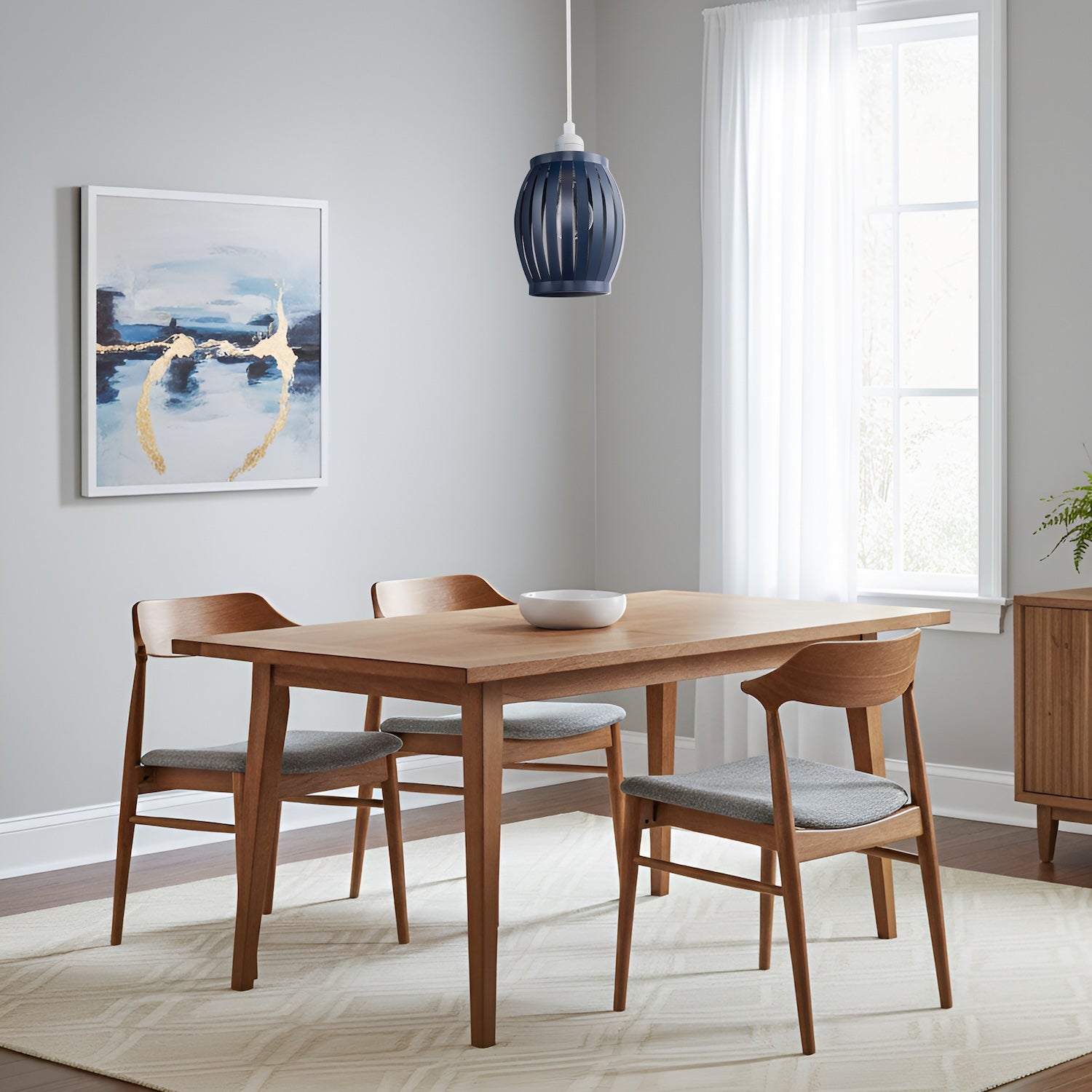 Unique Grill Style Pendant Lighting Shade in Dark Navy Midnight Blue Image 6