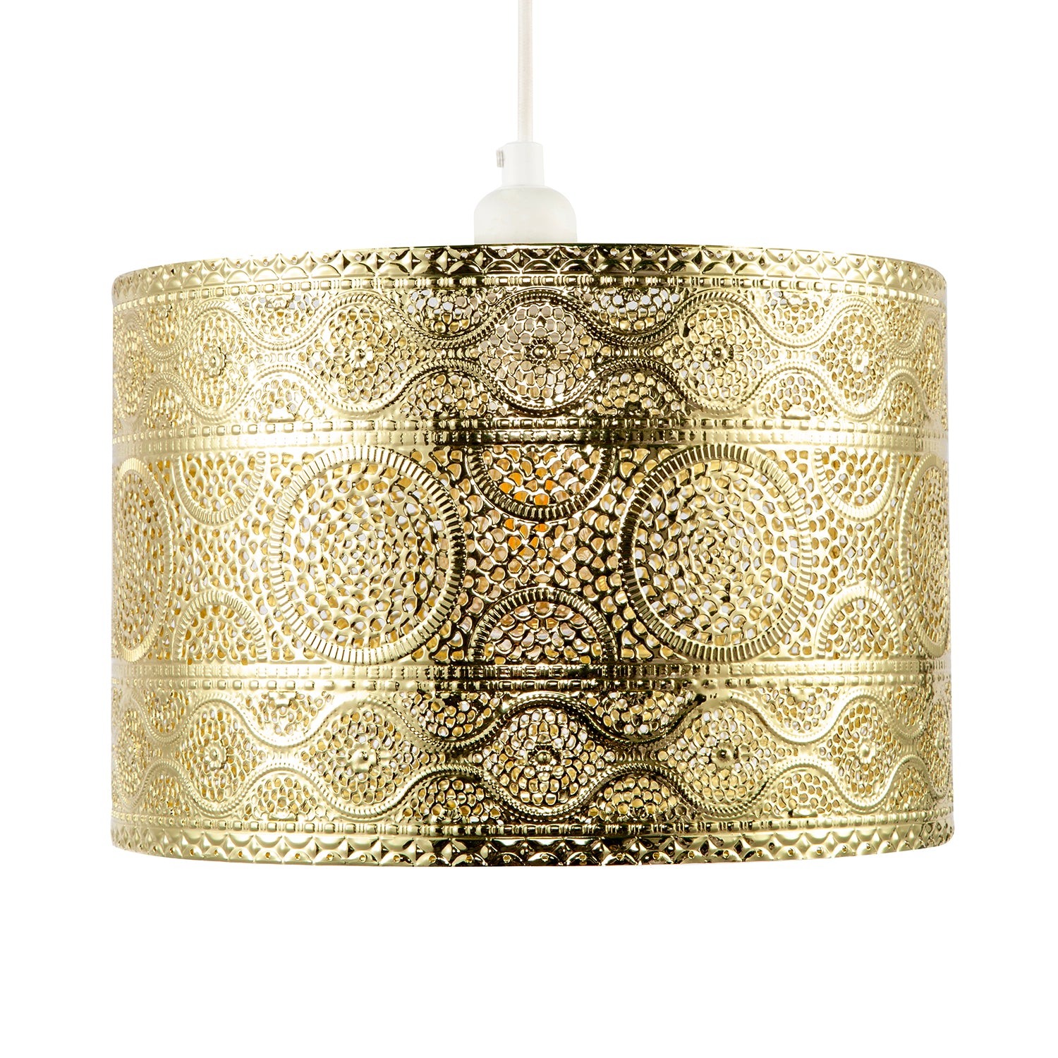 Ornate Moroccan Designed Pendant Shade with Wavy Lines and Circles Image 5
