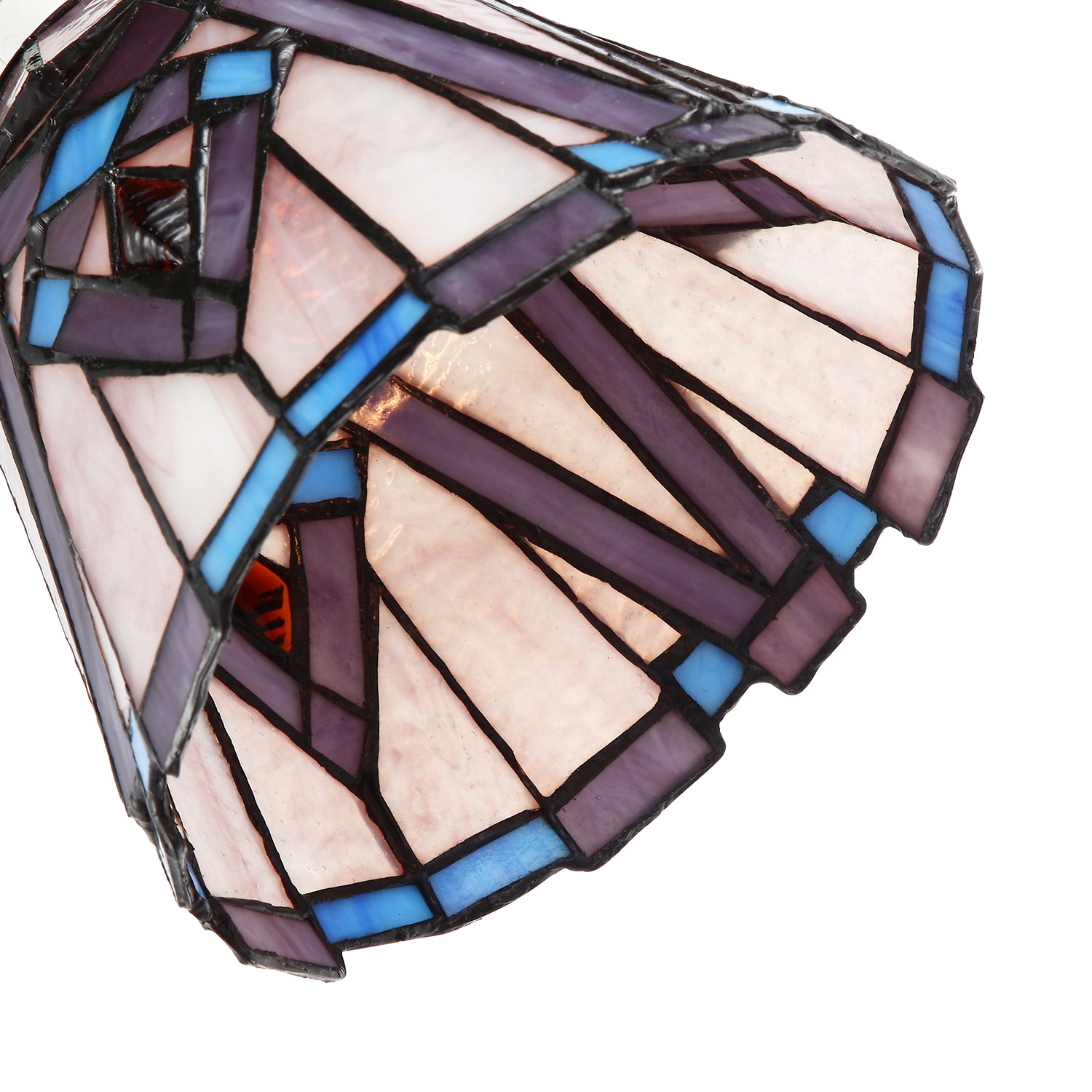 Art Deco Tiffany Glass Pendant Lighting Shade in Purple and Soft Pink Image 4