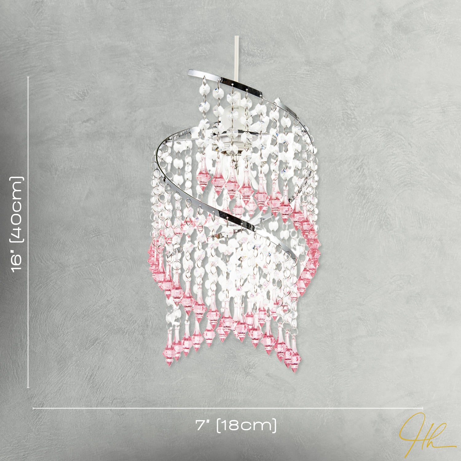 Modern Spiral Waterfall Pendant Shade with Pink and Clear Acrylic Image 7