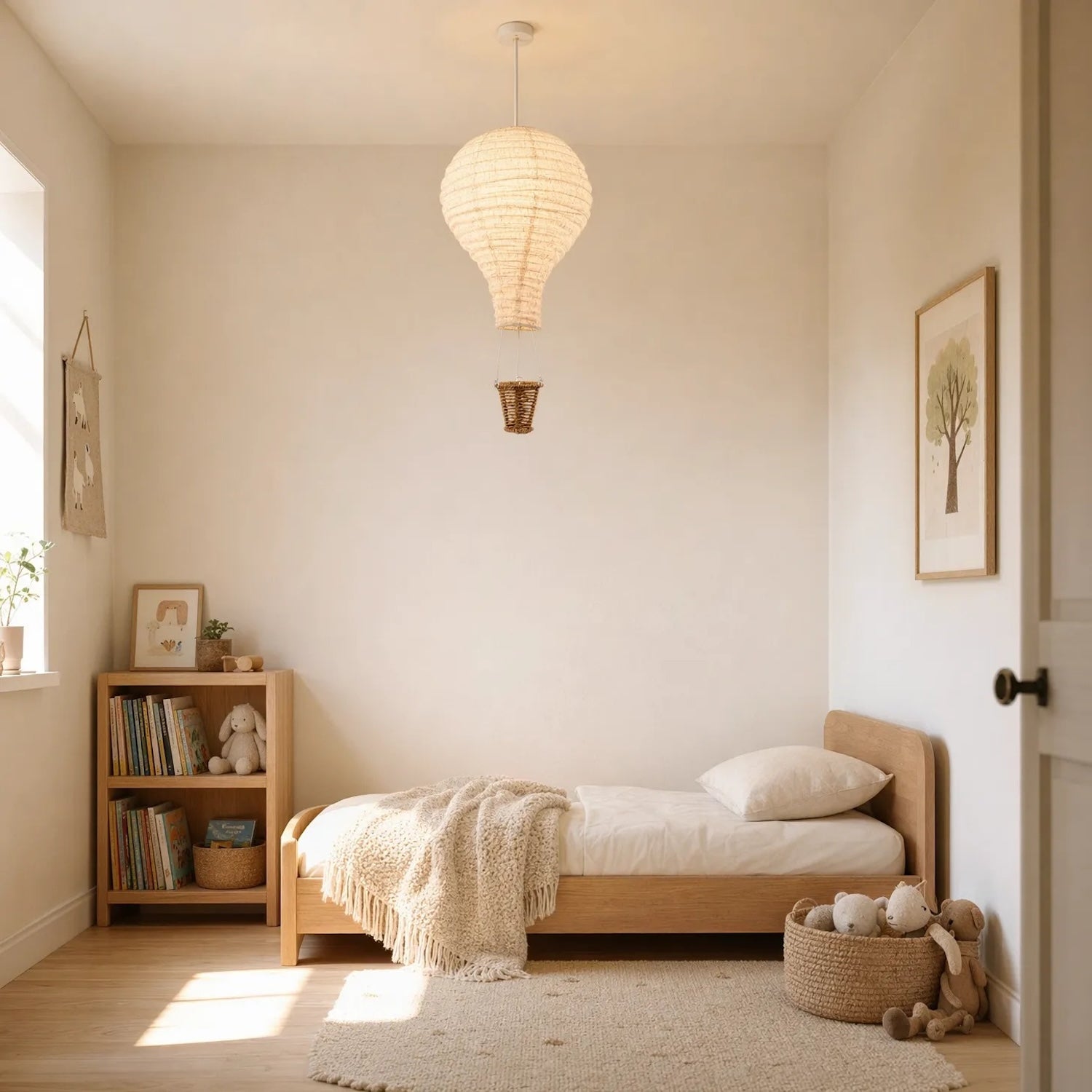 Modern Hot Air Balloon Oatmeal Linen Easy Fit Pendant Lighting Shade Image 6