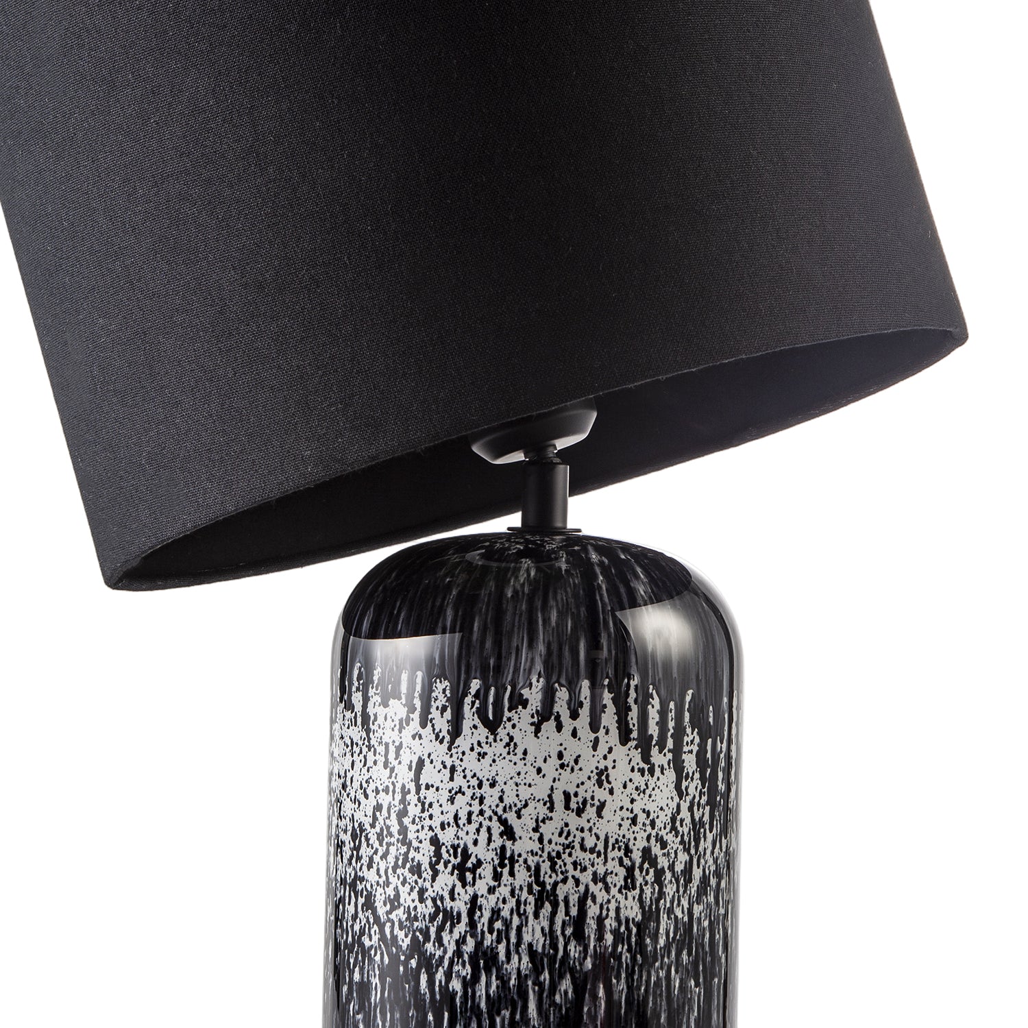 Modern Black and White Marble Drip Snowflake Glass Lamp with Shade Image 4