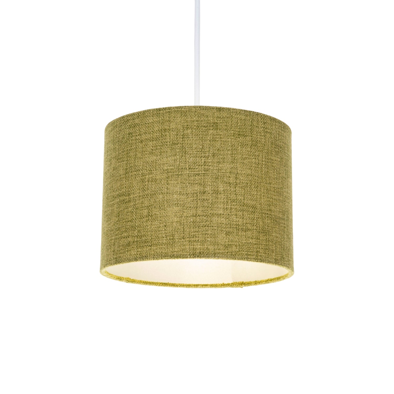 Modern Olive Linen Fabric Small 8" Drum Lamp Shade with Silver Inner Lining Image 2