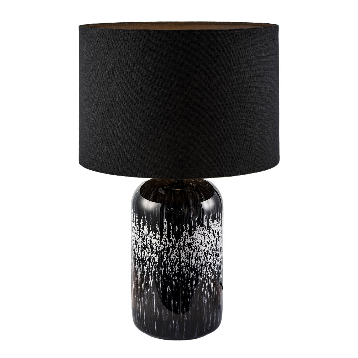 Modern Black and White Marble Drip Snowflake Glass Lamp with Shade Image 3