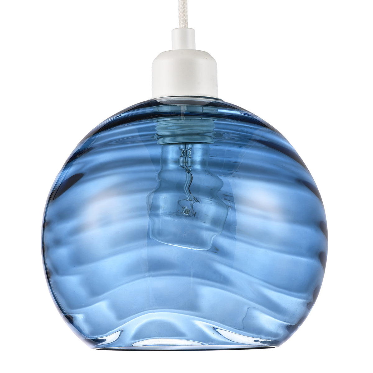 Modern Designer Midnight Circular Ribbed Glass Non Electric Pendant Shade