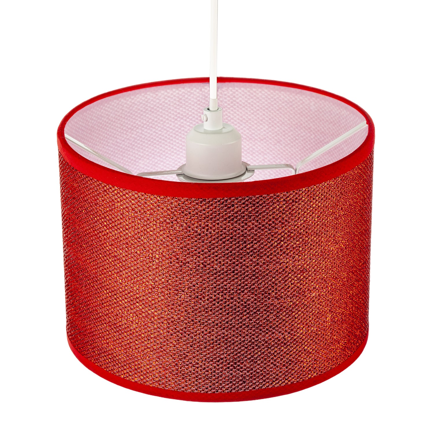 Modern and Designer Mini Diamond Red Glitter Fabric Round Lamp Shade Image 3
