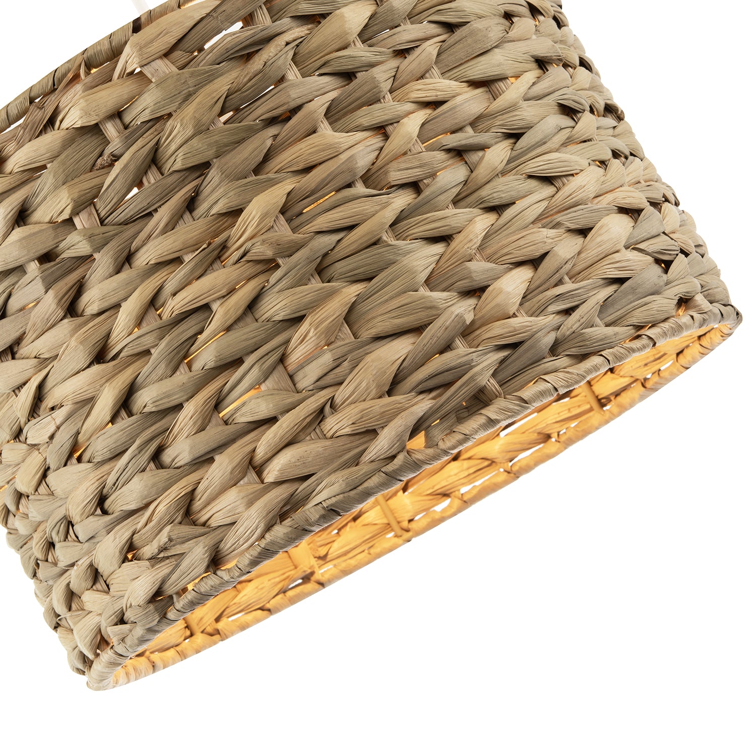 Woven Thick Twisted Brown Paper Pendant Shade with Drum Shape Design Image 3