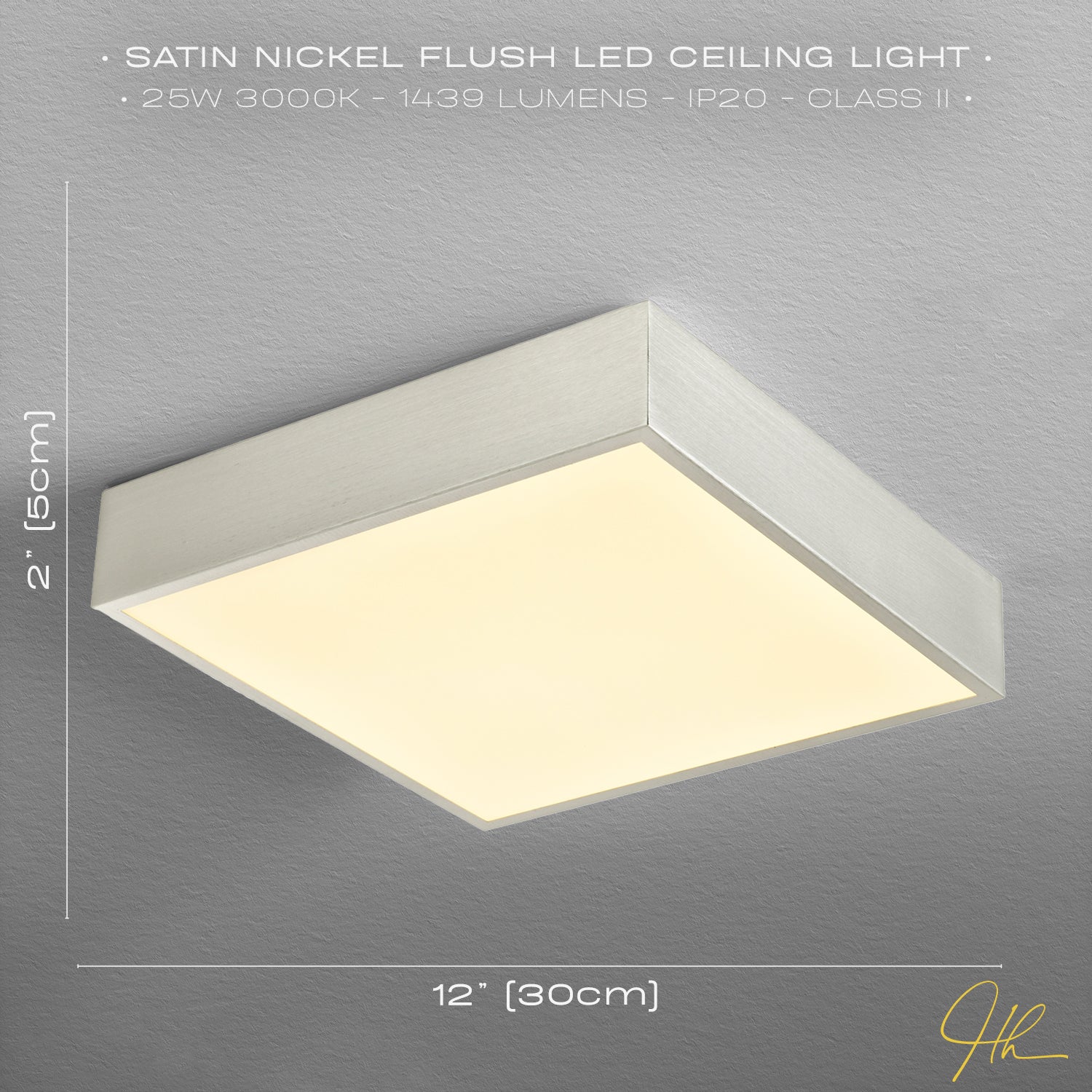 Modern 25w LED Flush Square Ceiling Light in Brushed Silver with Opal Diffuser Image 6