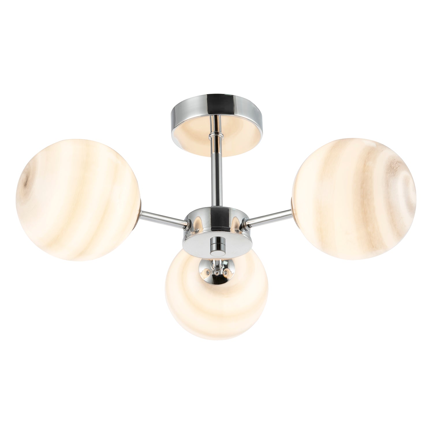 Designer Polished Chrome Ceiling Light with Grey Marble Glass Shades Image 3