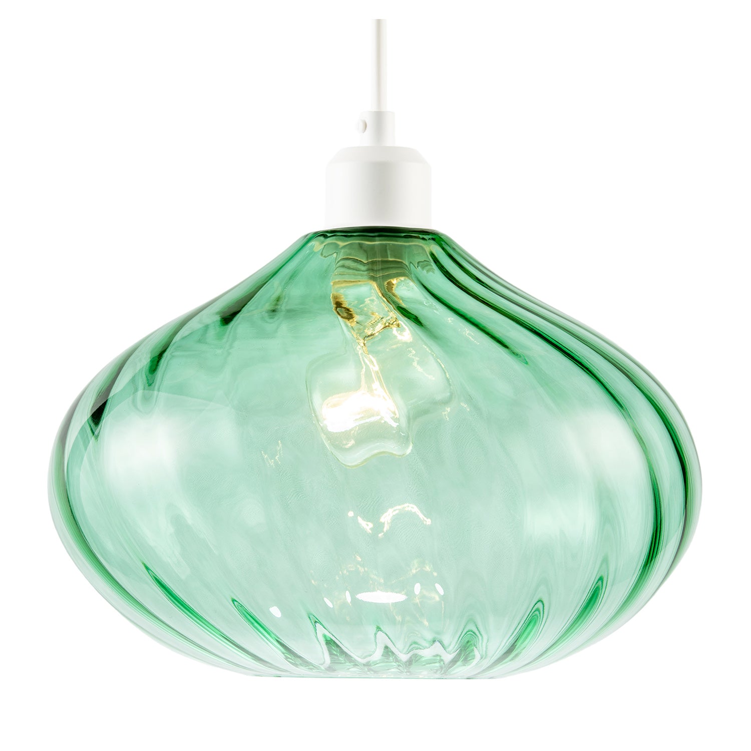 Modern Designer Emerald Green Line Twisted Glass Pendant Light Shade Image 2
