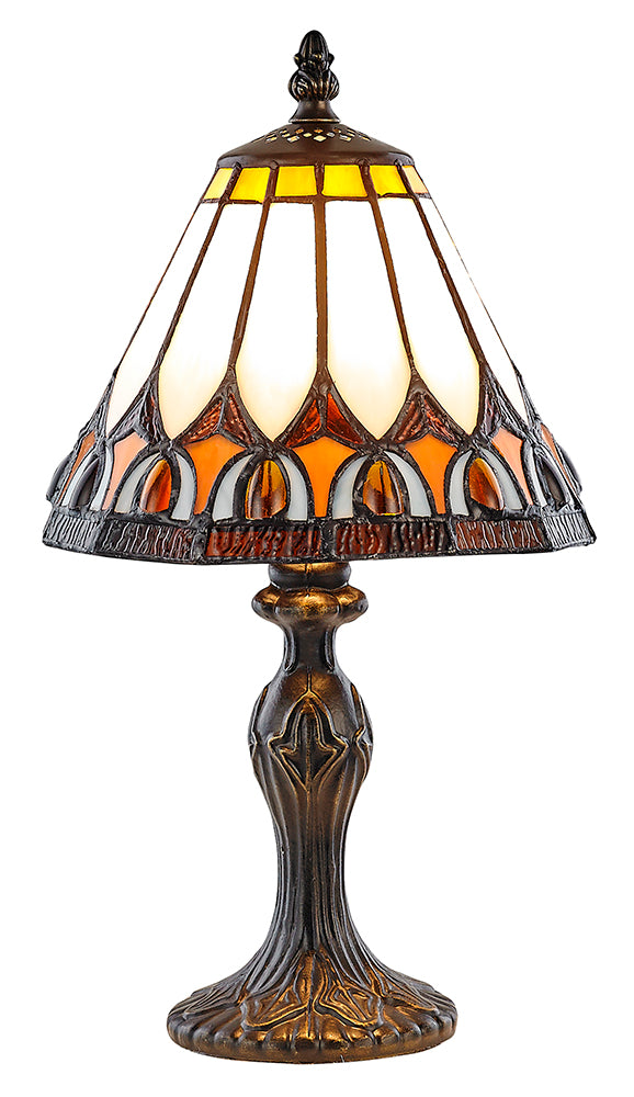 Art Deco Tiffany Glass Table Lamp with Amber Shade Image 1