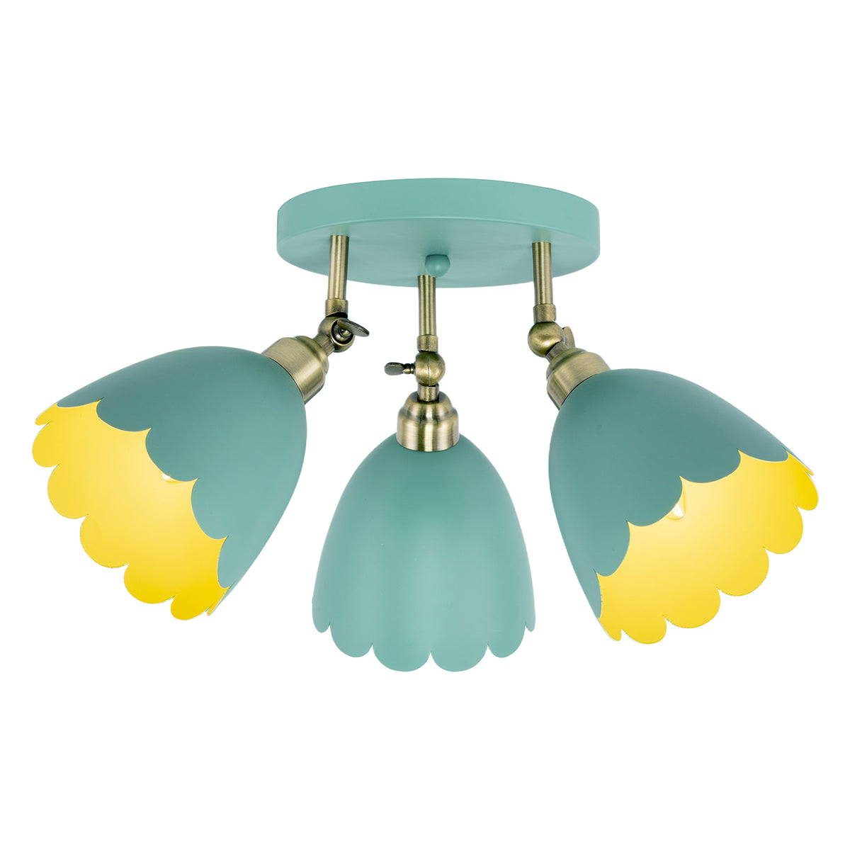 Modern Pale Sage Green Ceiling Spotlight Fitting with Scalloped Shades Image 2