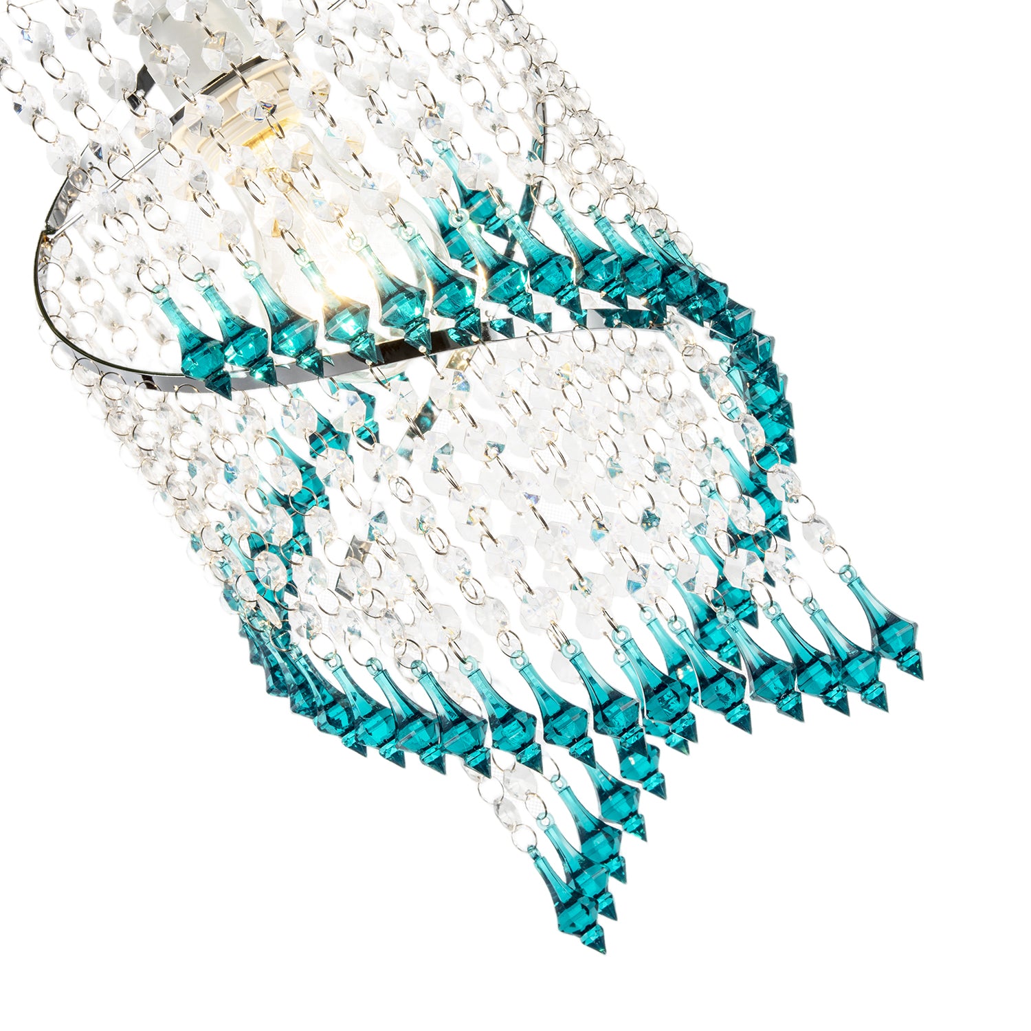 Modern Spiral Waterfall Pendant Shade with Teal and Clear Acrylic Image 3