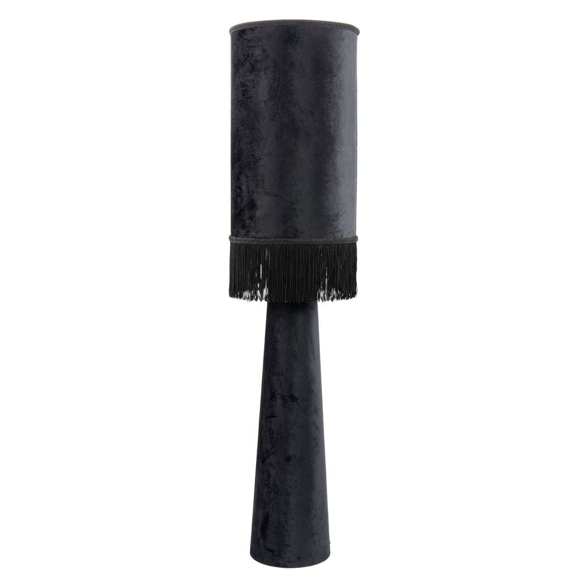Vintage Black Velvet Fabric Floor Lamp with Victorian Trim and Tassels Image 4
