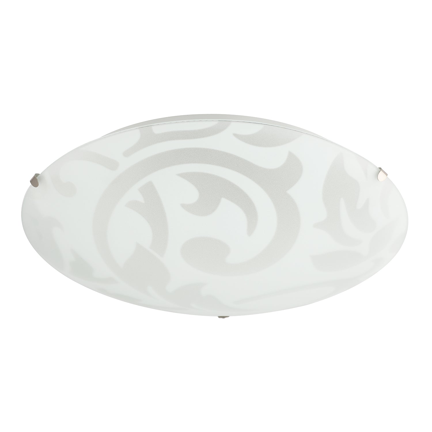 Traditional Frosted White Floral Circular Glass IP20 Flush Ceiling Light Fitting Image 1