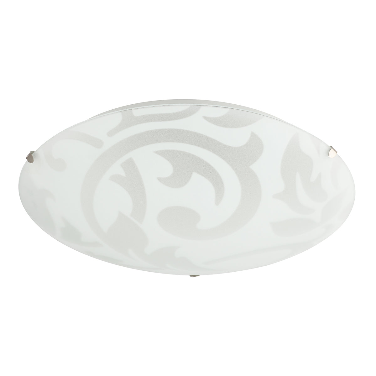 Traditional Frosted Floral Circular Glass IP20 Flush Ceiling Light Fitting