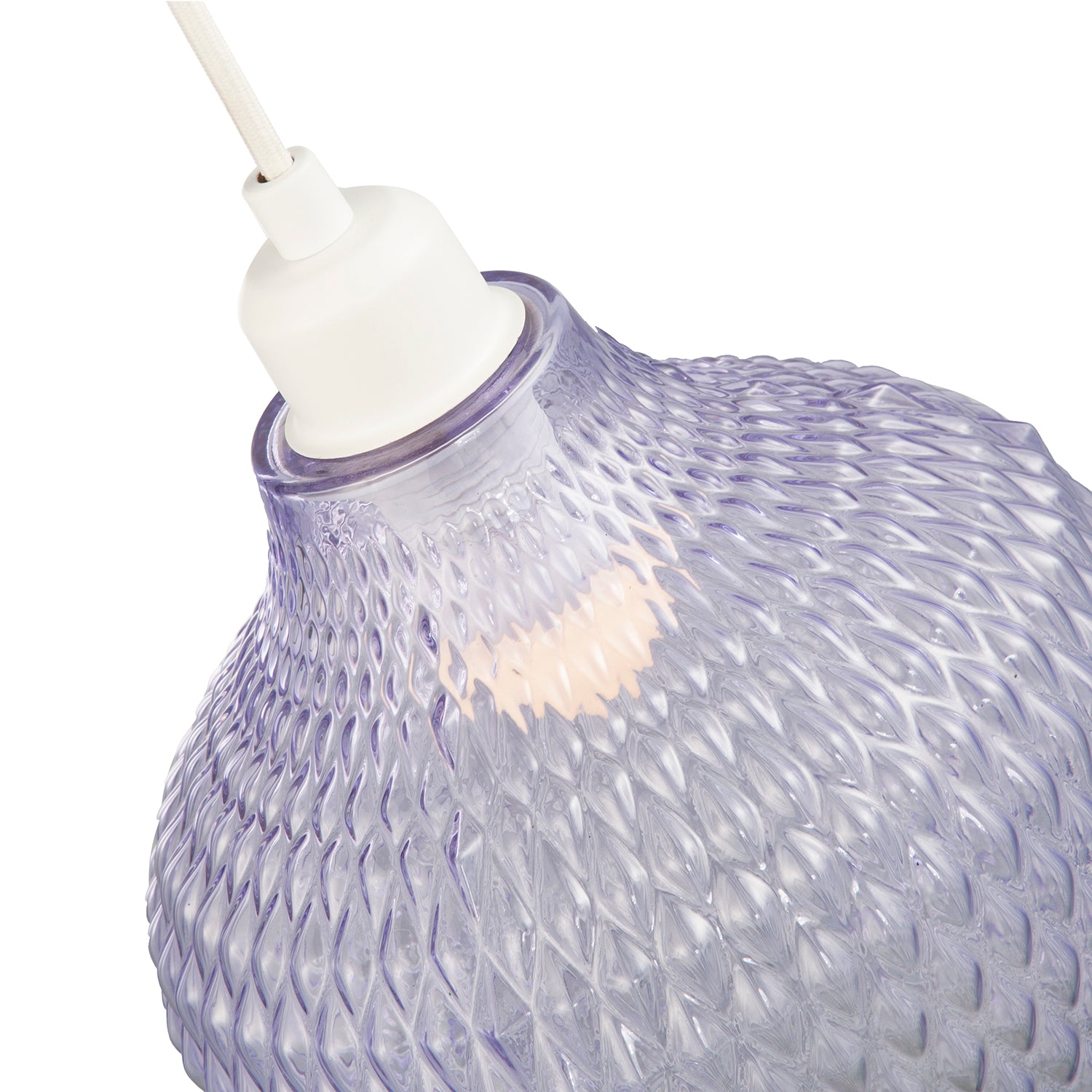 Designer Soft Lilac and Purpler Curvy Diamond Etched Glass Pendant Lamp Shade Image 5