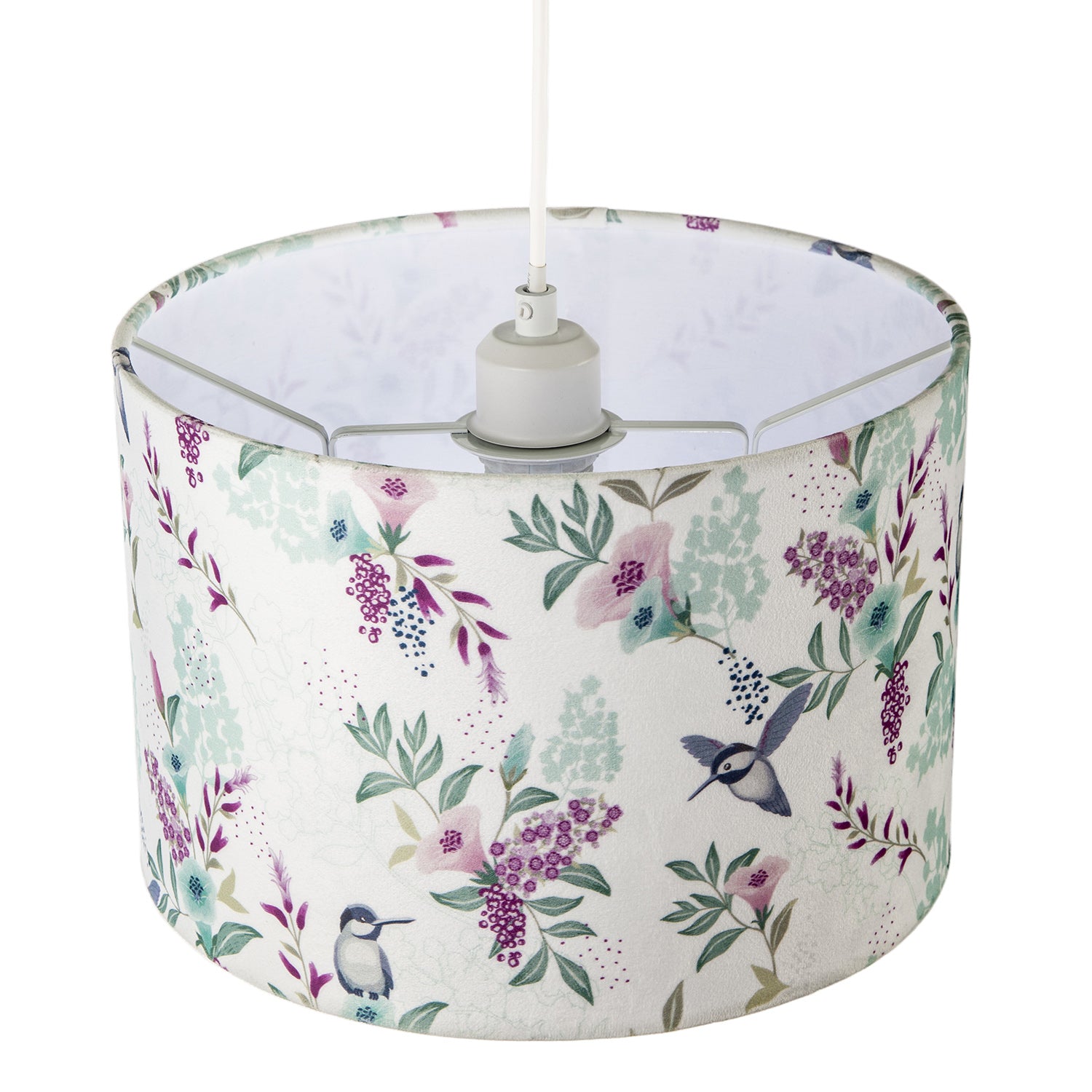 Charming Botanical Woodland-Inspired Velvet Fabric Circular Lampshade Image 3