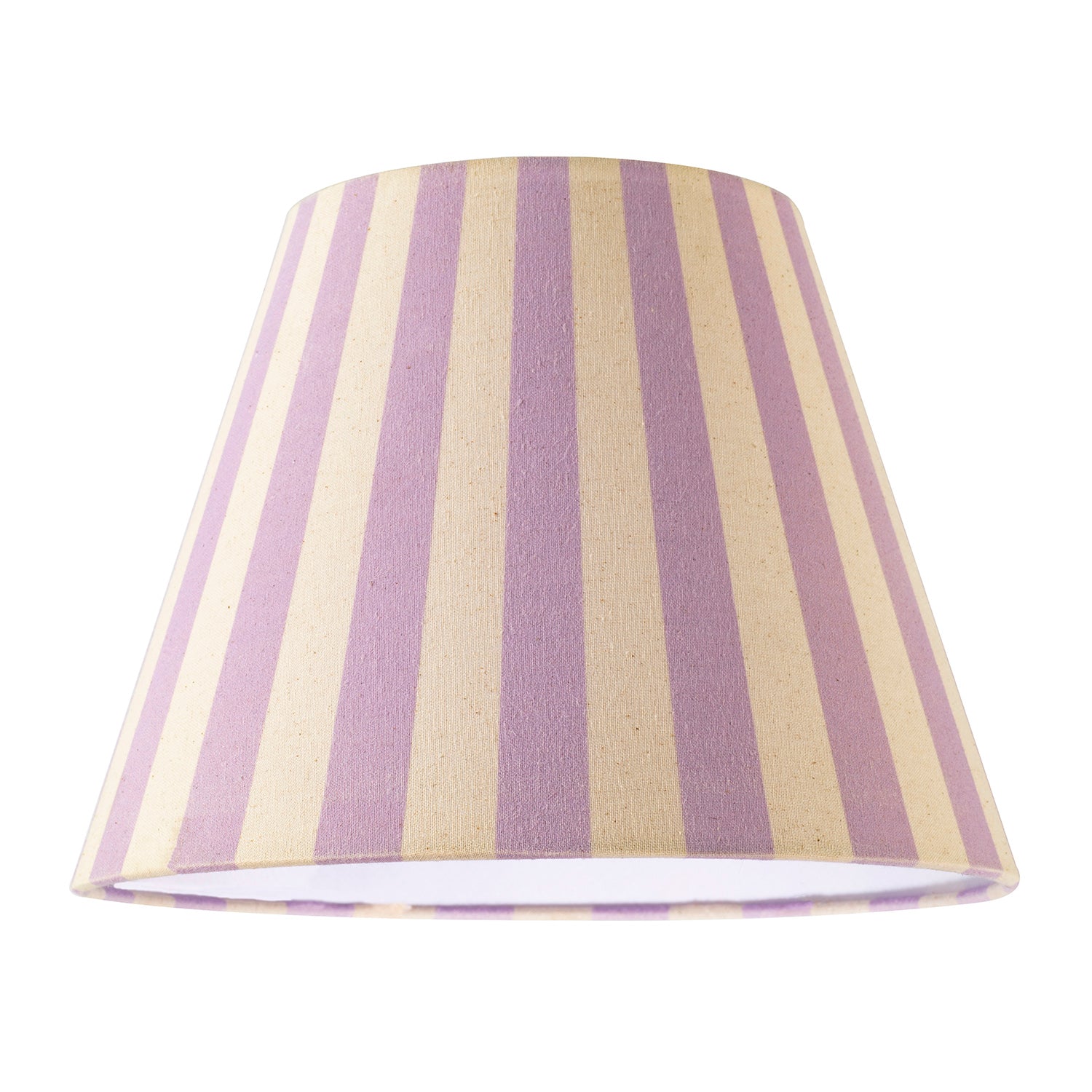 Lavender Lilac and Oatmeal Linen Stripe Coolie Shade with Cotton Inner Image 1