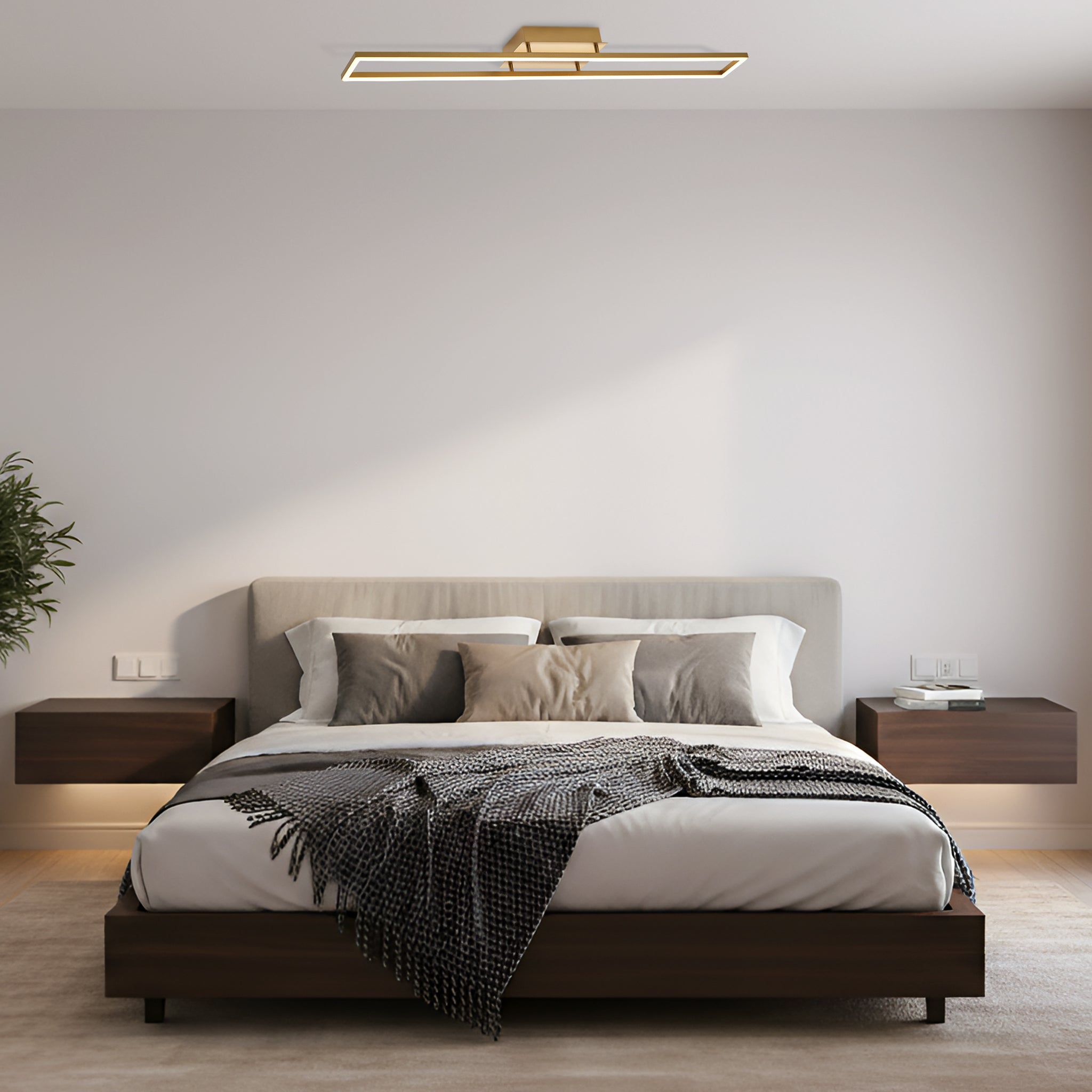 Brushed Gold LED Ceiling Strip Light Fitting - Ideal for Kitchens Image 5