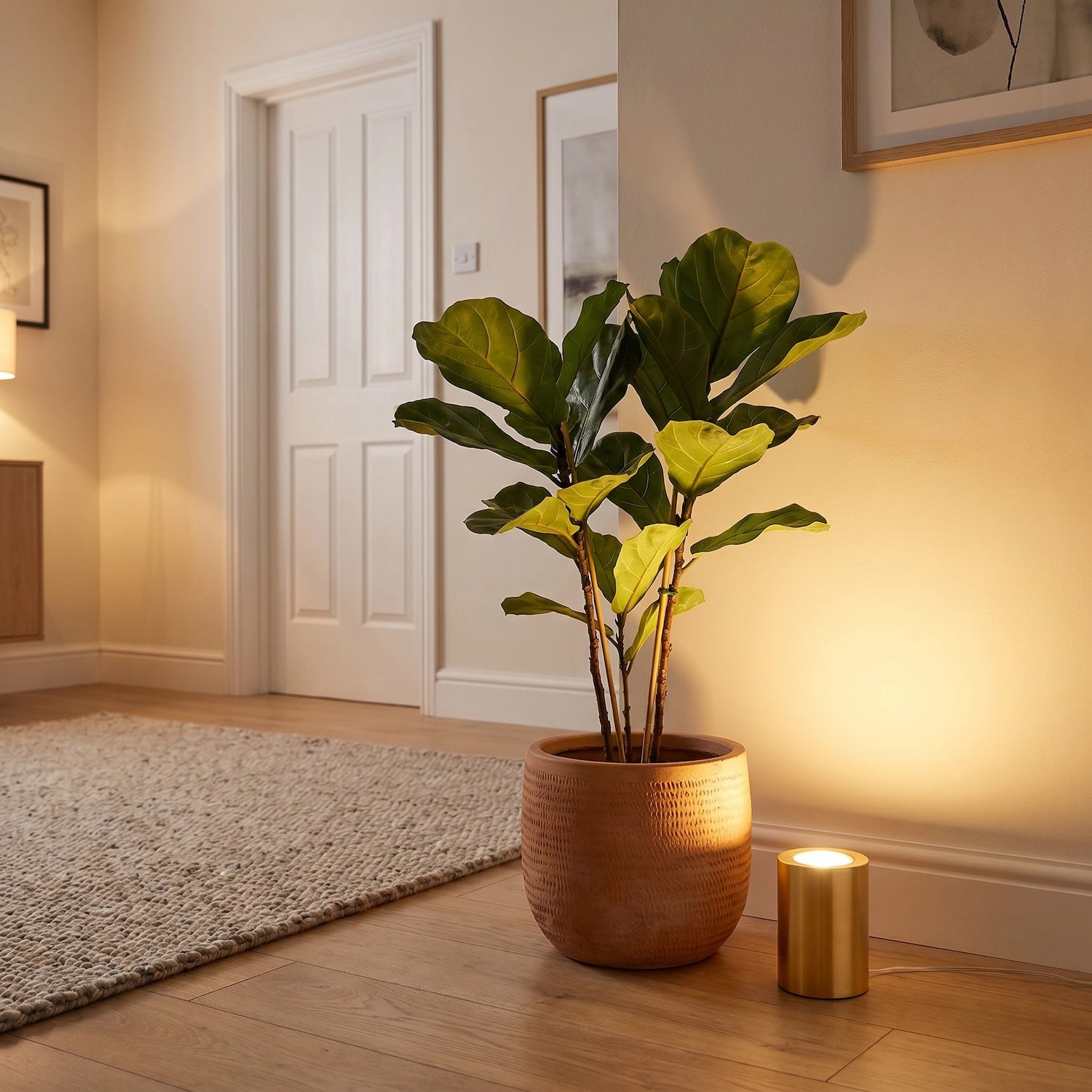 Small and Contemporary Brushed Gold LED Table/Floor Lamp Uplighter Image 6