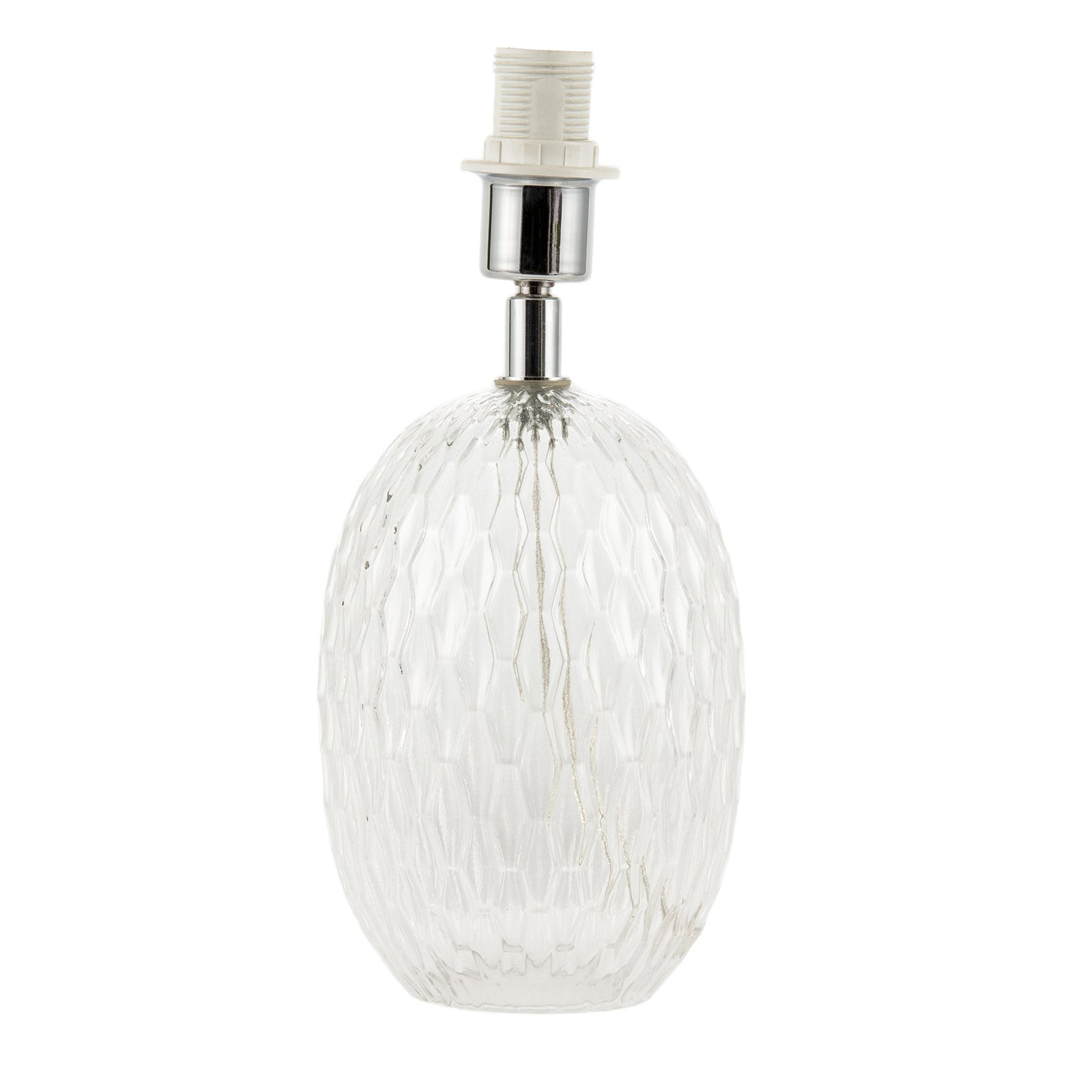 Elegant Clear Glass Table Lamp Base with Textured Diamond Cut Pattern Image 3